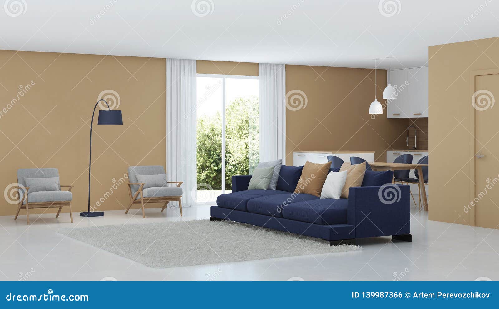 Modern House Interior Warm Color In The Interior Stock