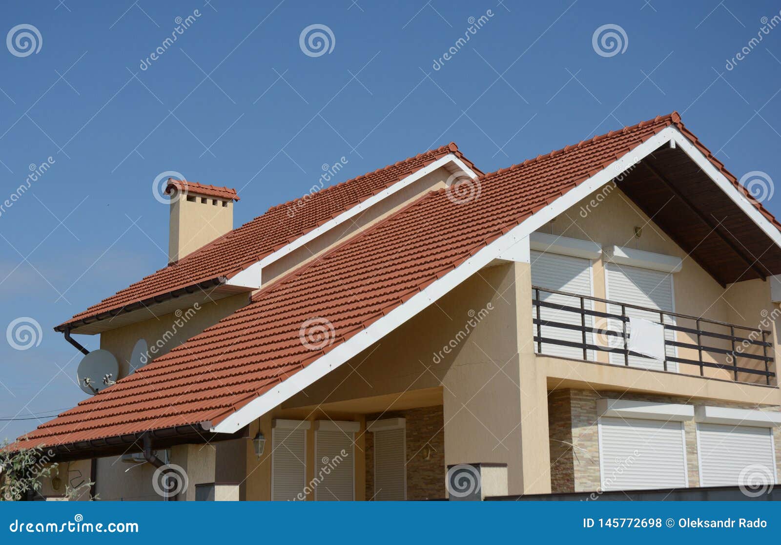 Modern House Roof with Large Balcony Stock Photo Image of facade