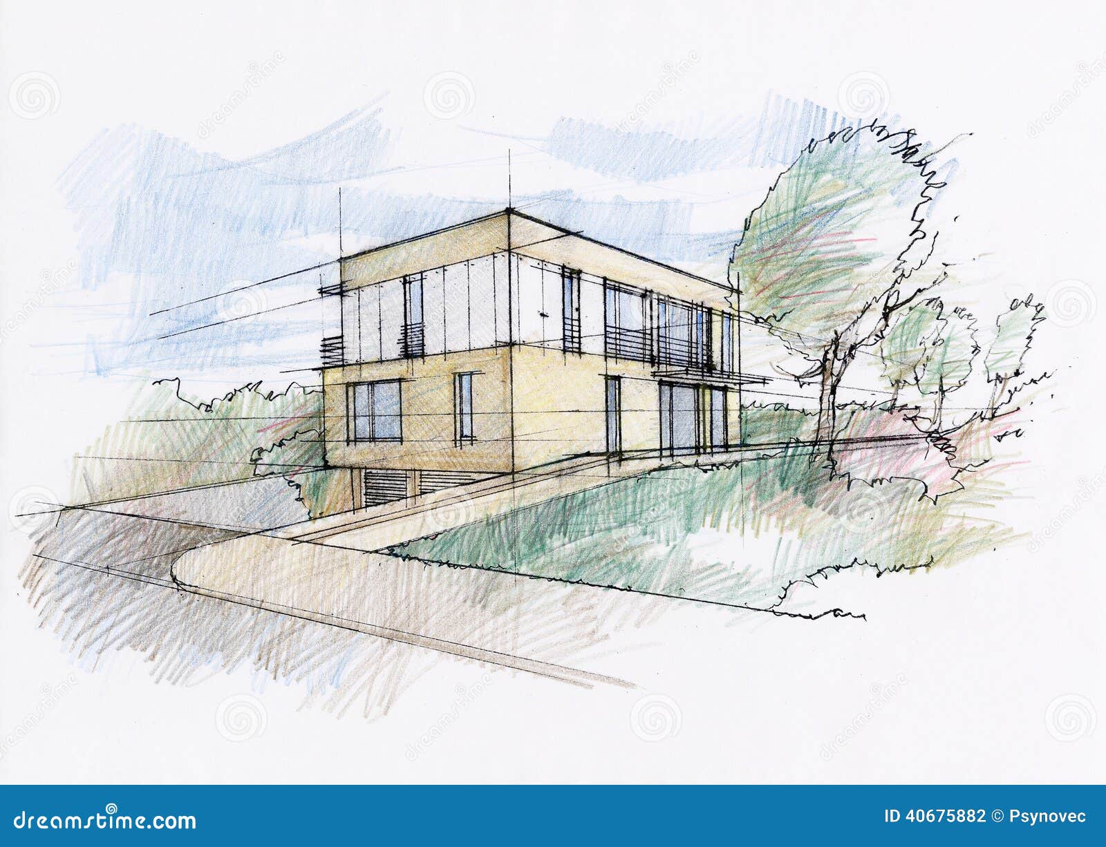 Simple Modern House Sketch Modern House Simple Modern House Sketch Modern House