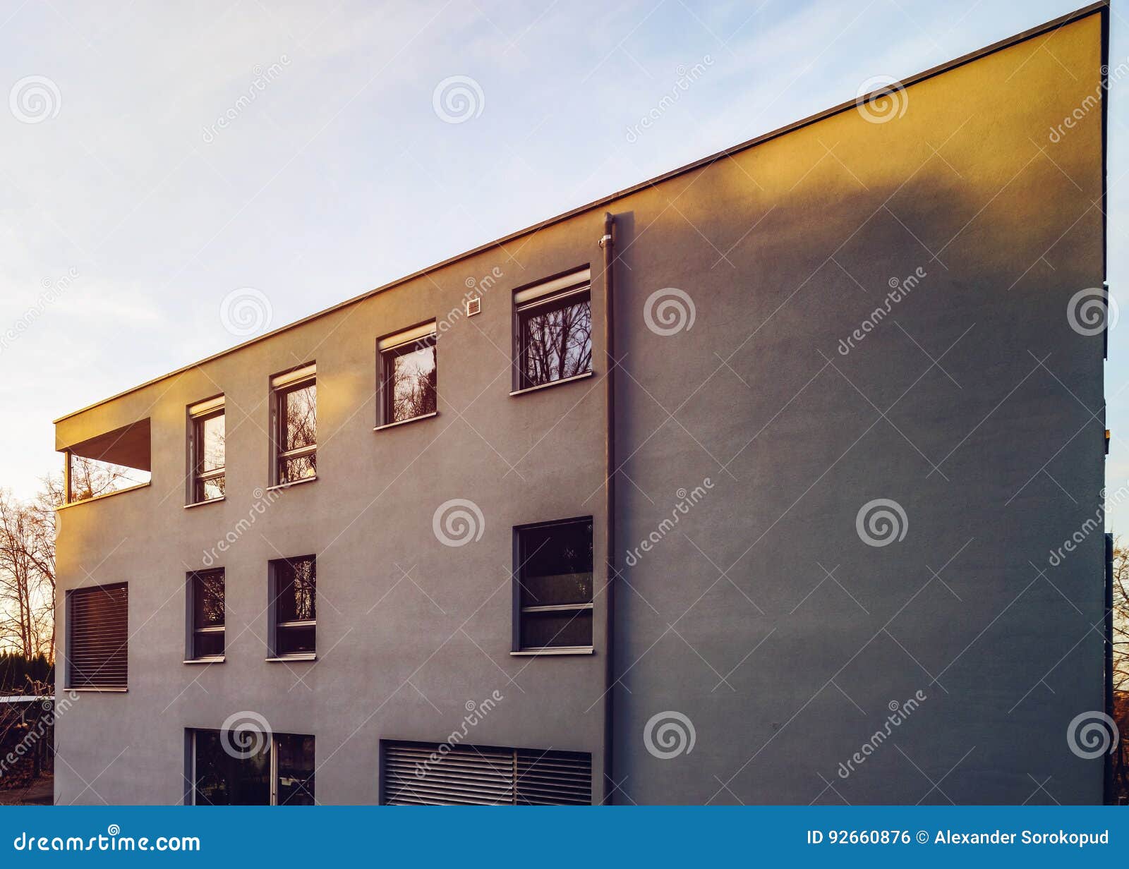 Modern House Wall with Small Windows Stock Photo Image of building