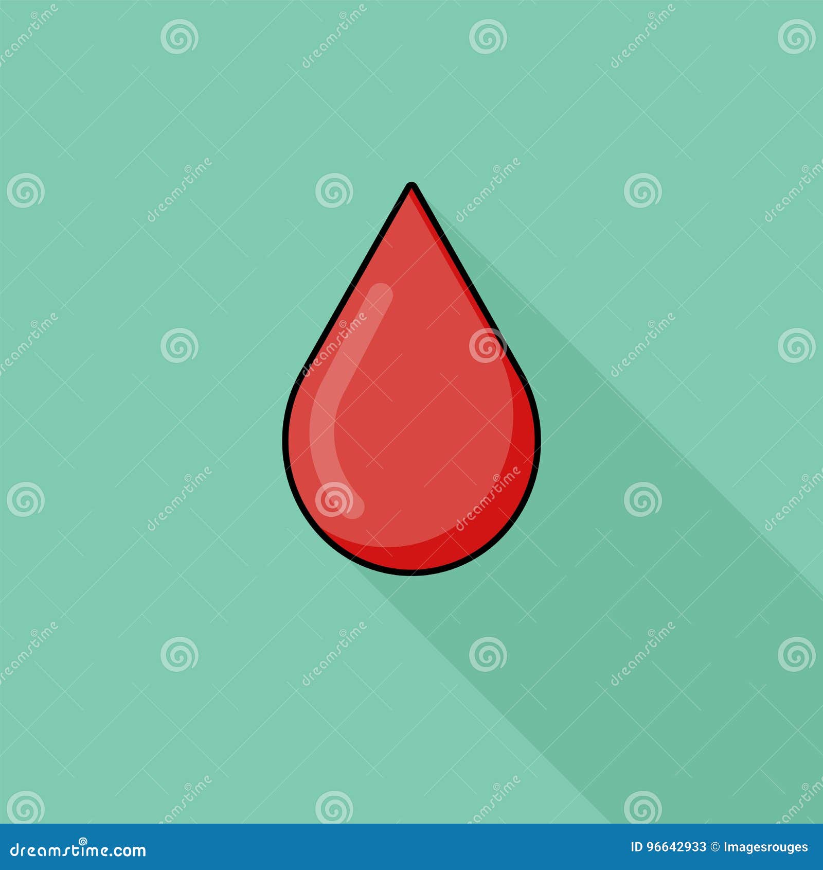 Modern Icon Blood Drop, Background Green and Flat Icon, Urgency Stock