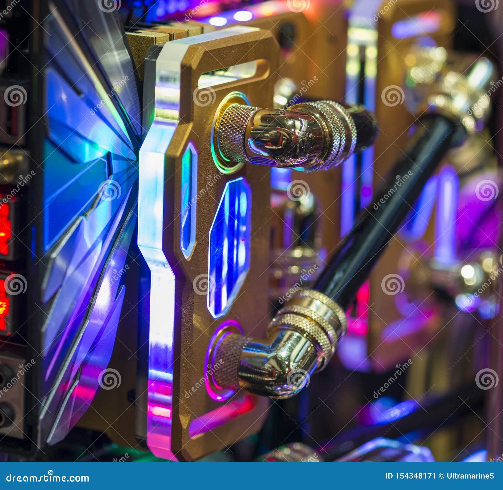 Modern Illuminated Pc Components Stock Image Image of electronic