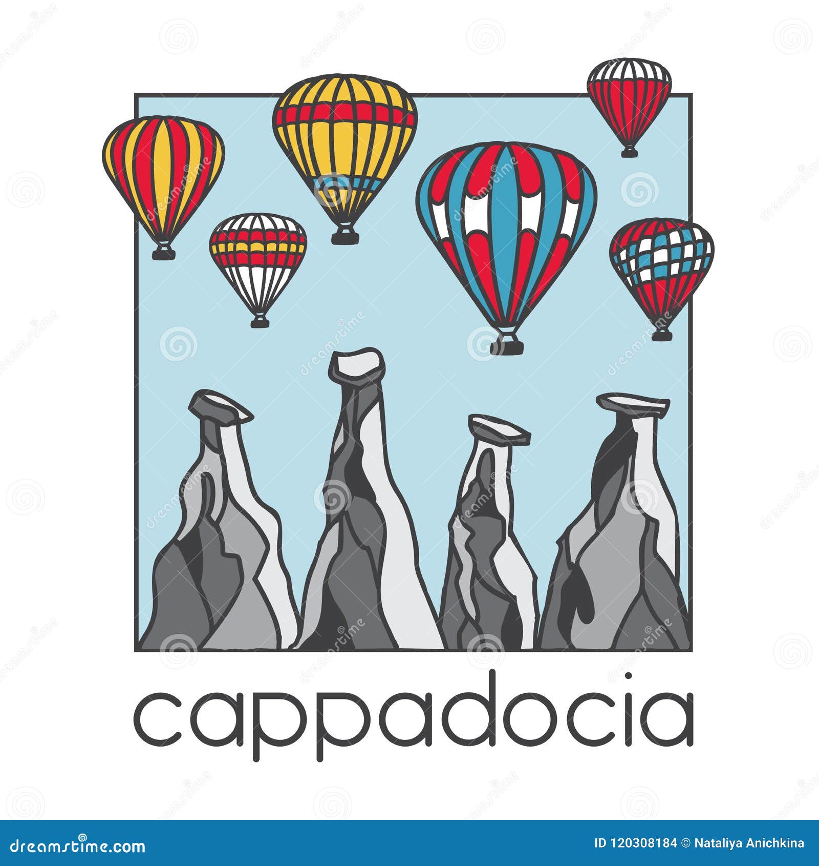 Balloons Cappadocia Stock Illustrations