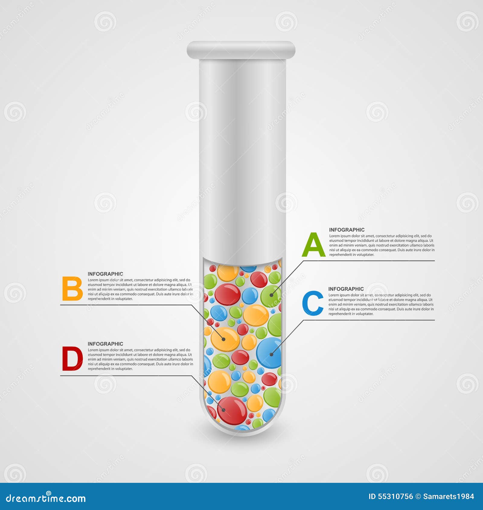 Modern Infographic on Science and Medicine in the Form of Test Tubes