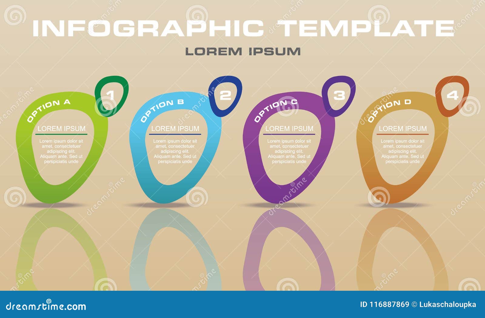 modern infographics options template  with colorful elipse on light brown background. can be used for web