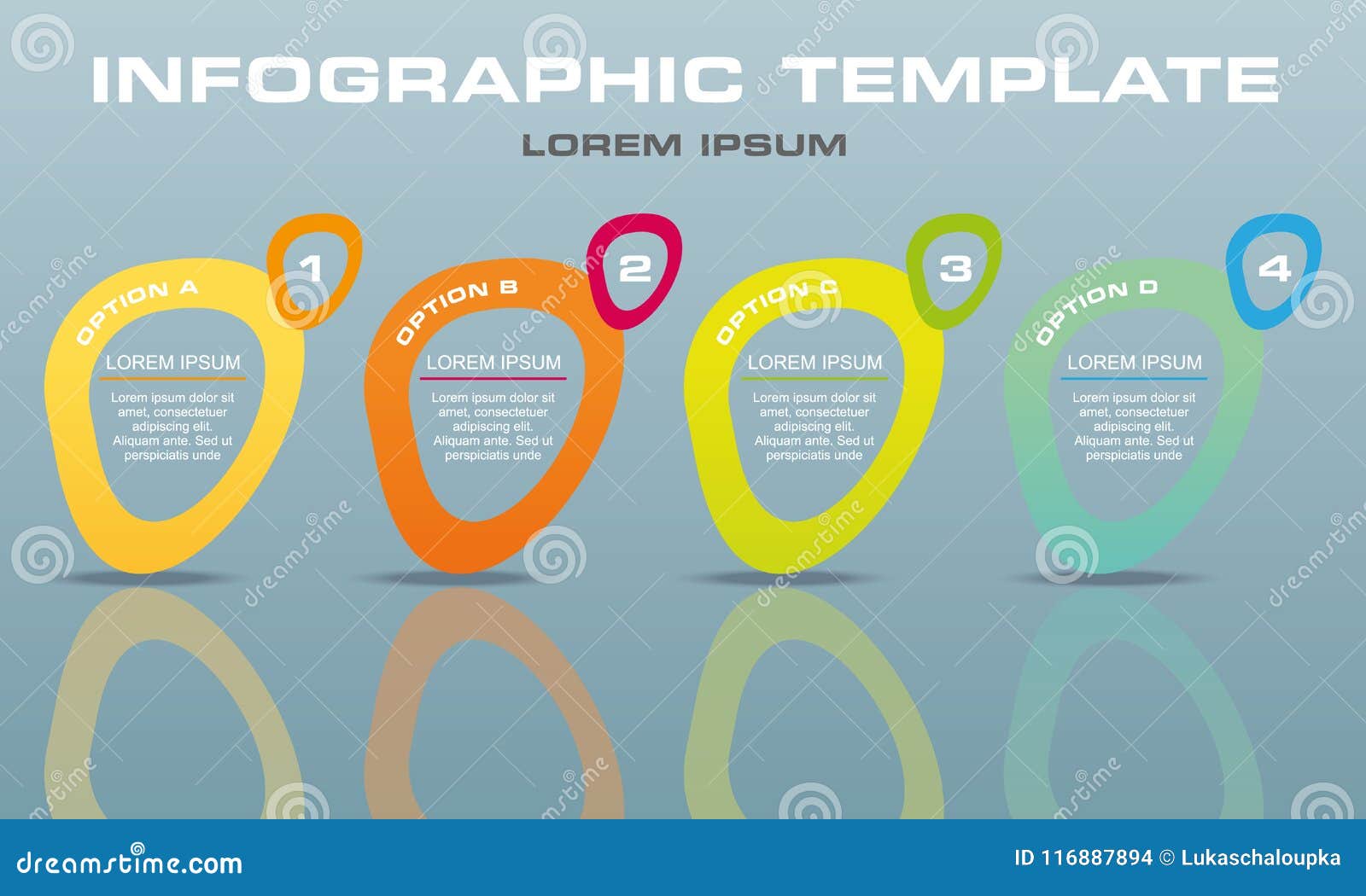 modern infographics options template  with colorful elipse on grey background. can be used for web