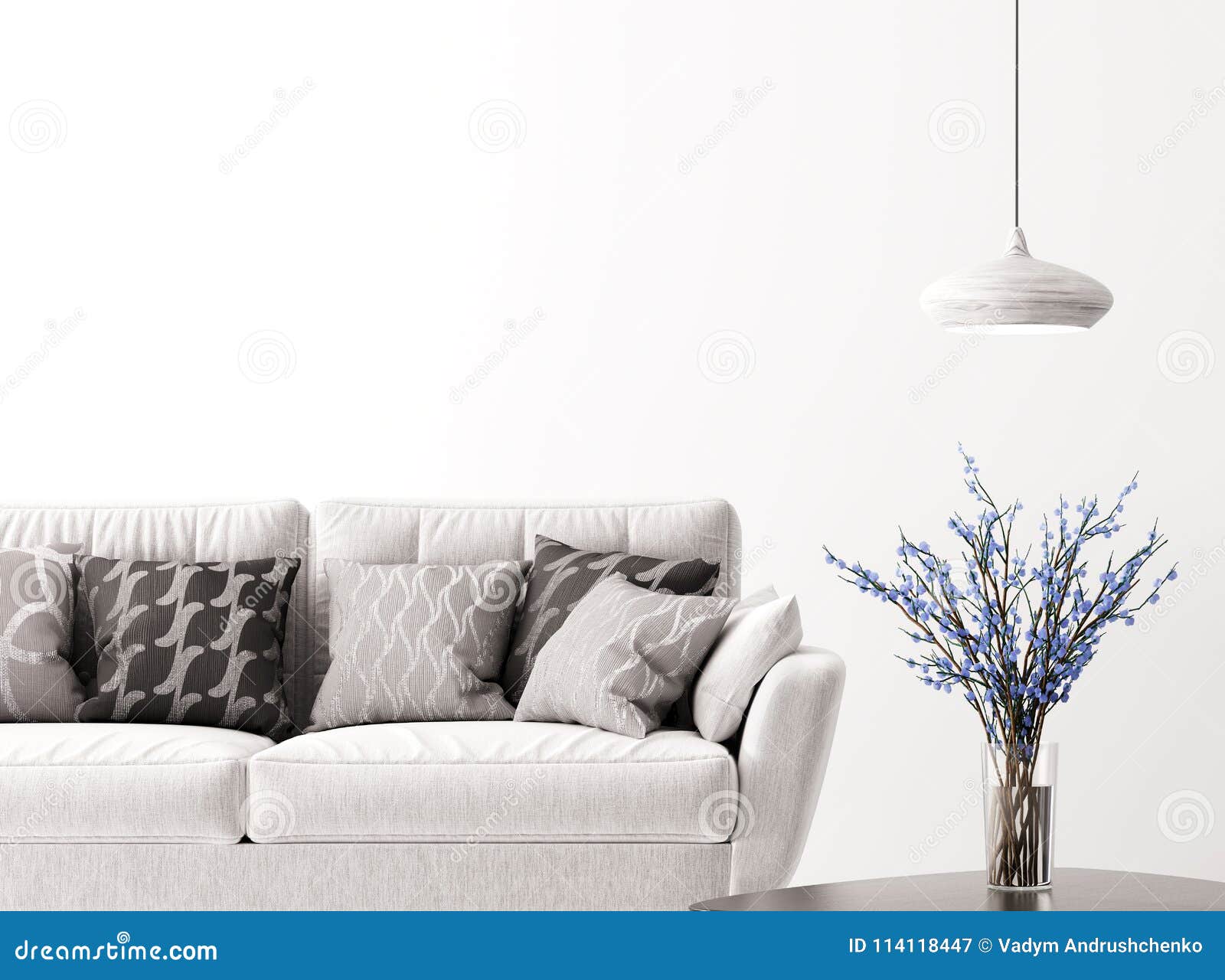 Interior Background with Sofa 3d Rendering Stock Illustration -  Illustration of living, blossom: 114118447