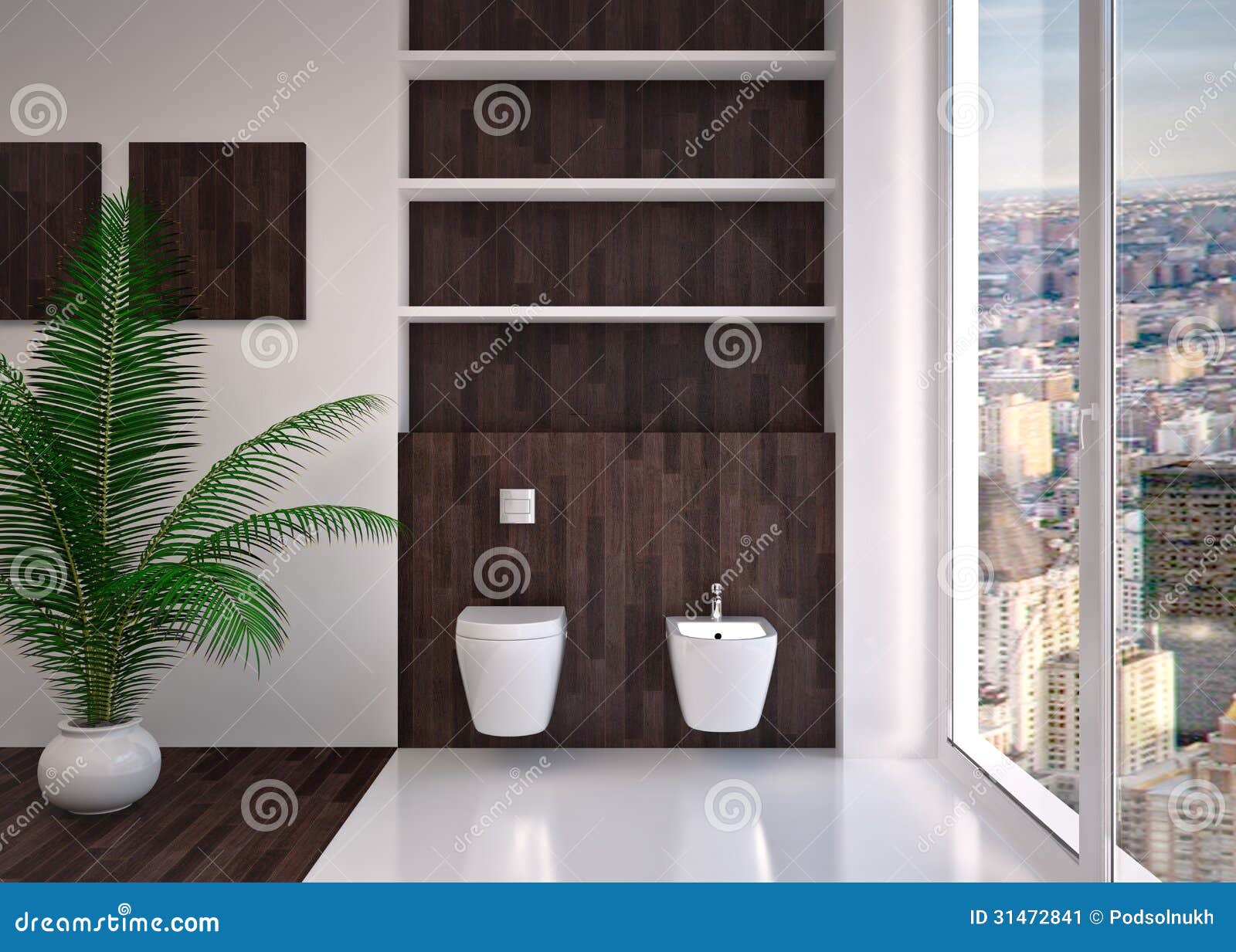 Modern Interior Of Bathroom Stock Illustration - Illustration of island