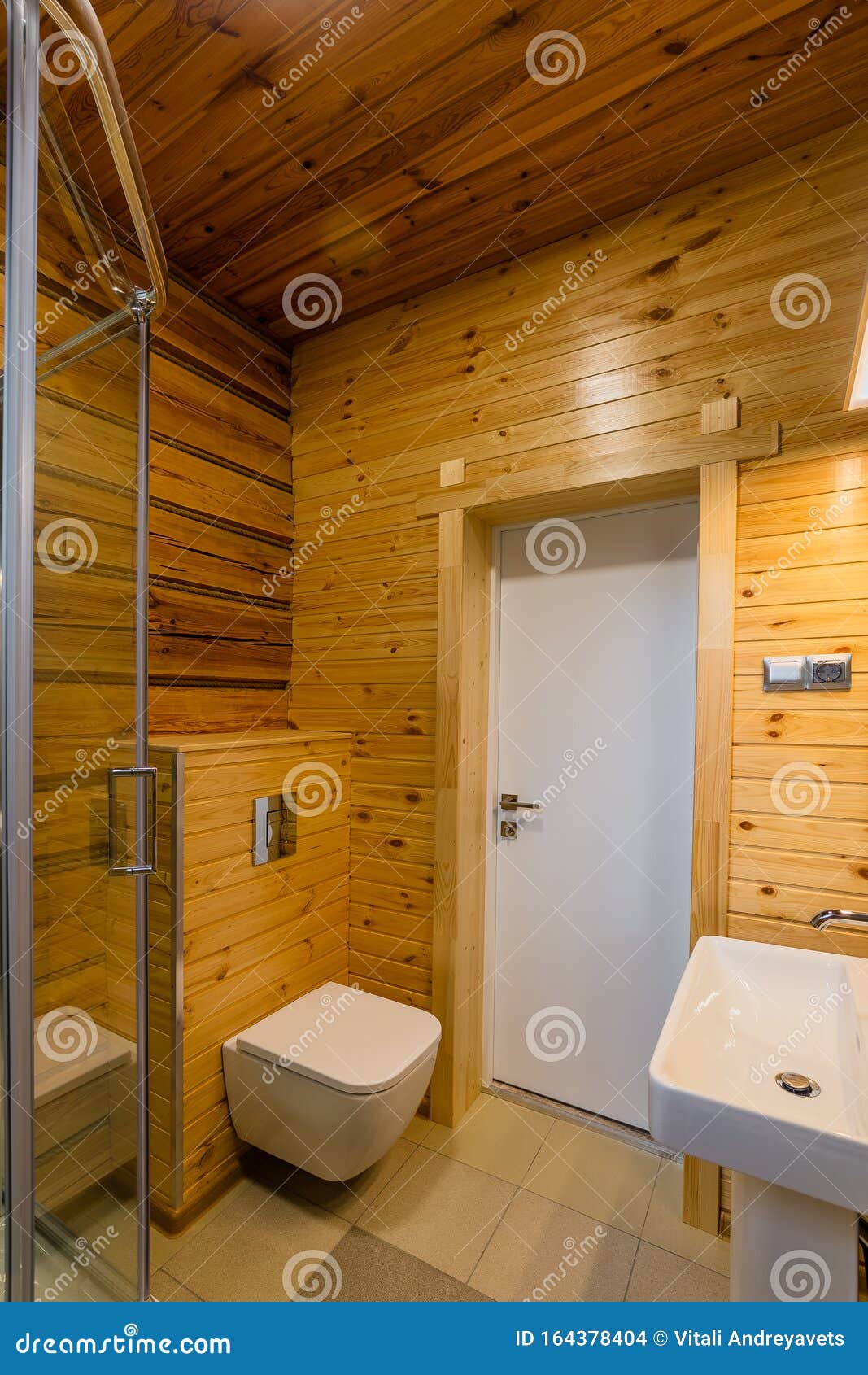 Modern Interior of Combined Shower and Toilet. Stock Photo Image of