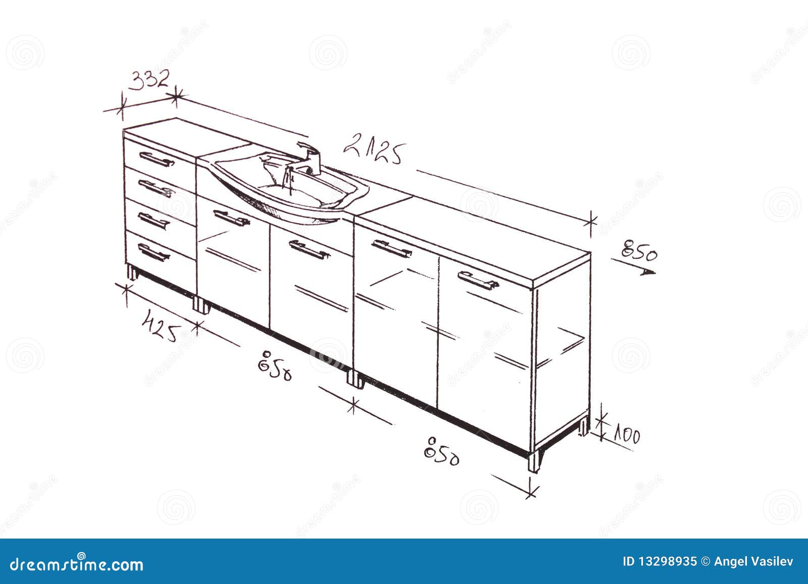 Modern Interior Design Bathroom Freehand Drawing Stock