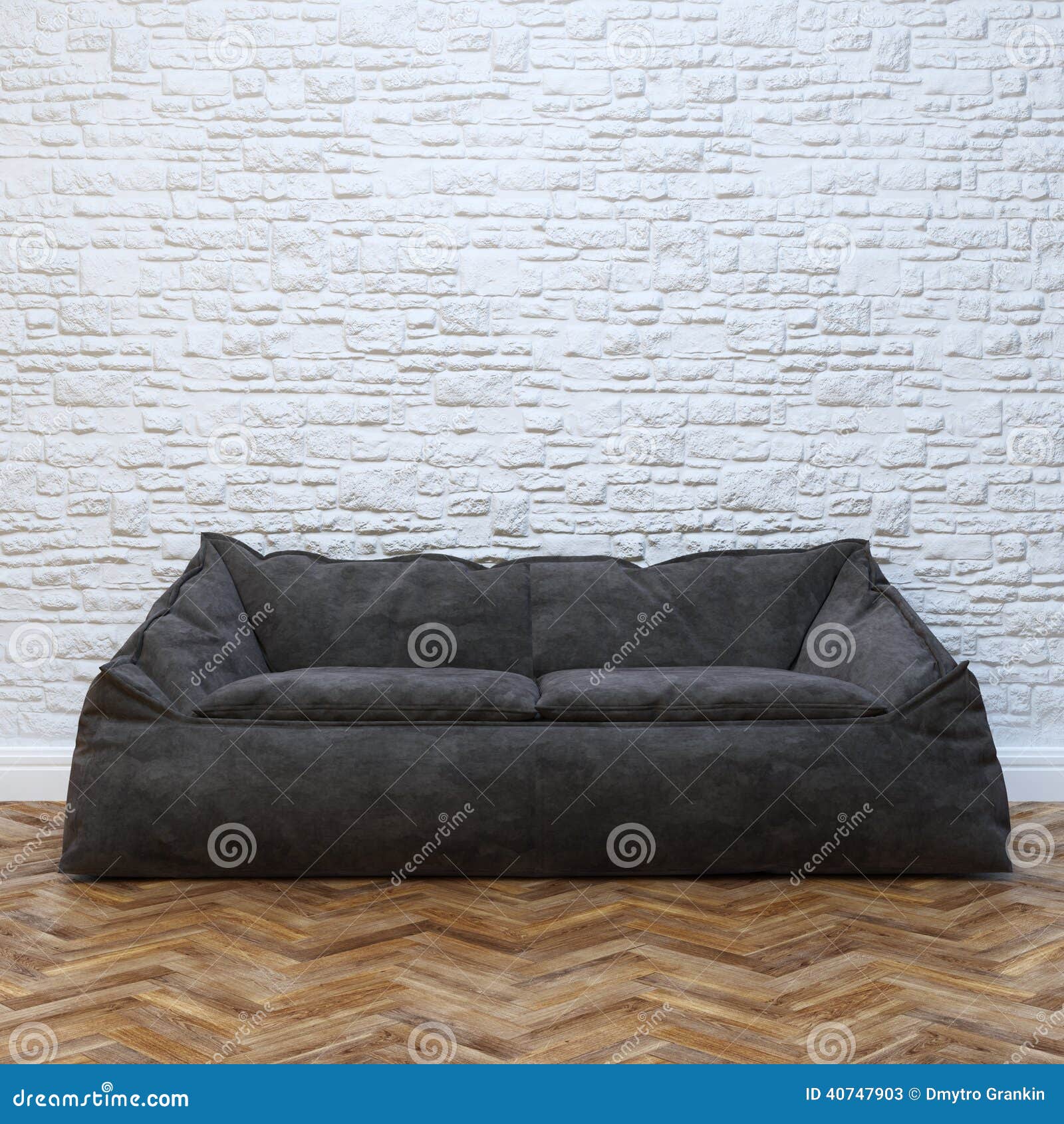 Modern Interior Design with Cozy Black Sofa Stock Image Image of