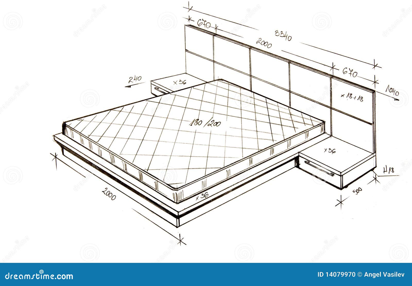 Modern Interior Design Freehand Drawing Stock Illustration