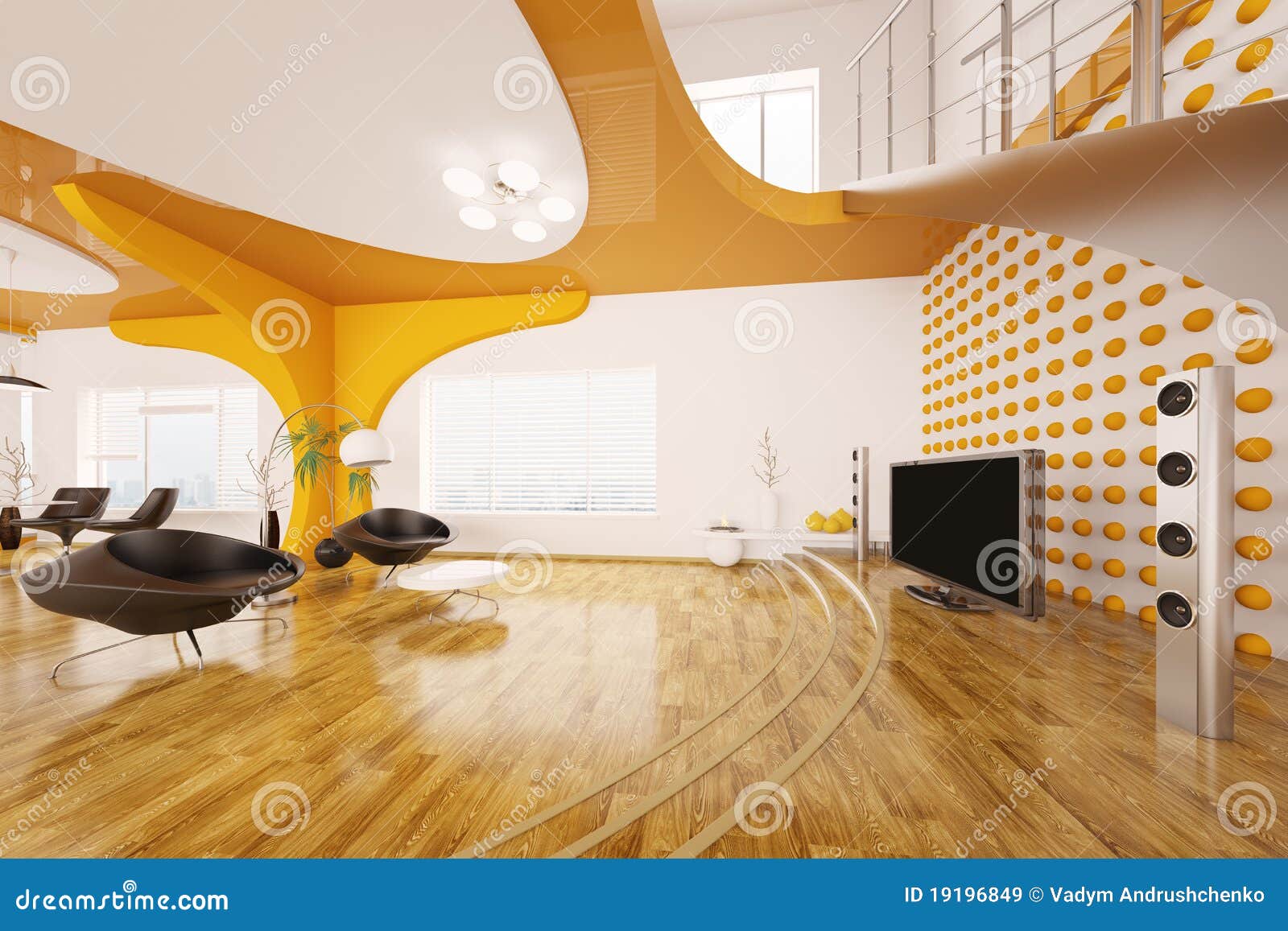 Modern Interior Design Of Living Room 3d Render Royalty Free Stock ... Modern interior design of living room 3d render
