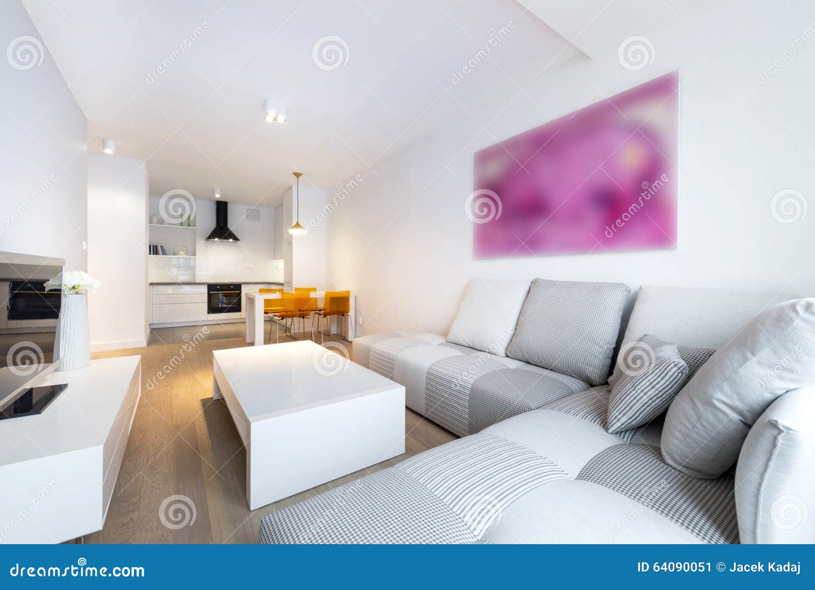 Modern Interior Design Living Room and Kitchen Stock Image Image of