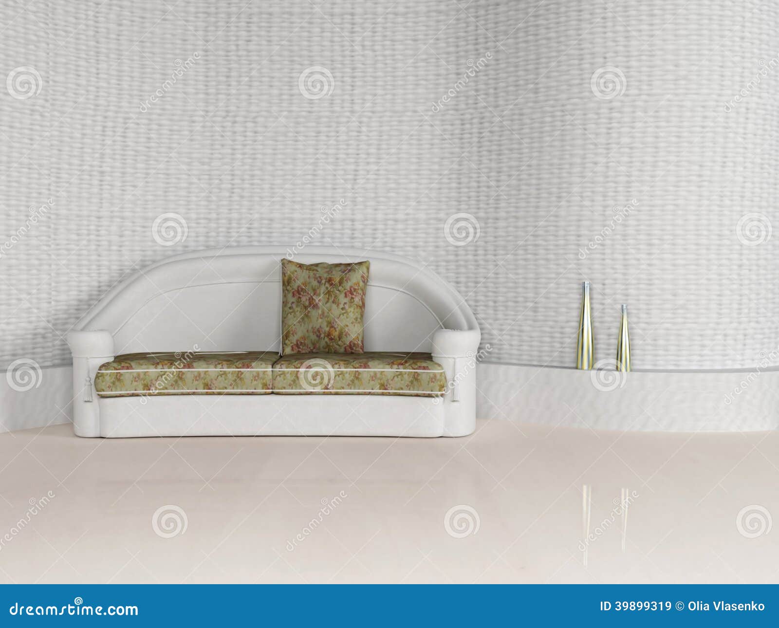 Modern Interior Design of Living Room with a White Sofa Stock