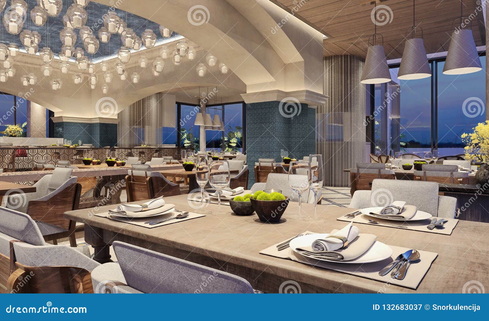 Modern Interior Design Of A Restaurant Arabic Style With