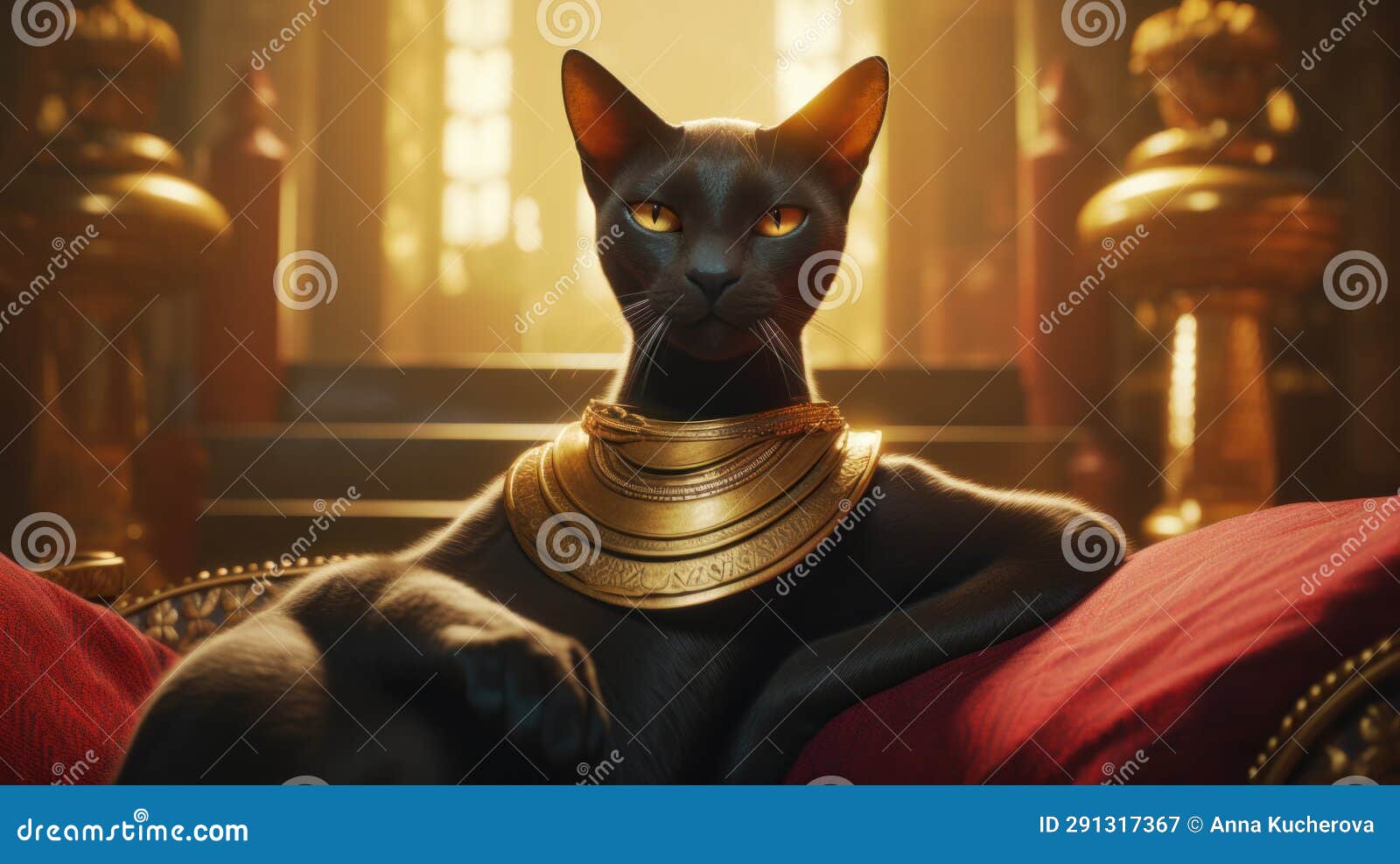 modern interpretation of the ancient egyptian cat goddess bastet, known for home protection and blessings. generative ai