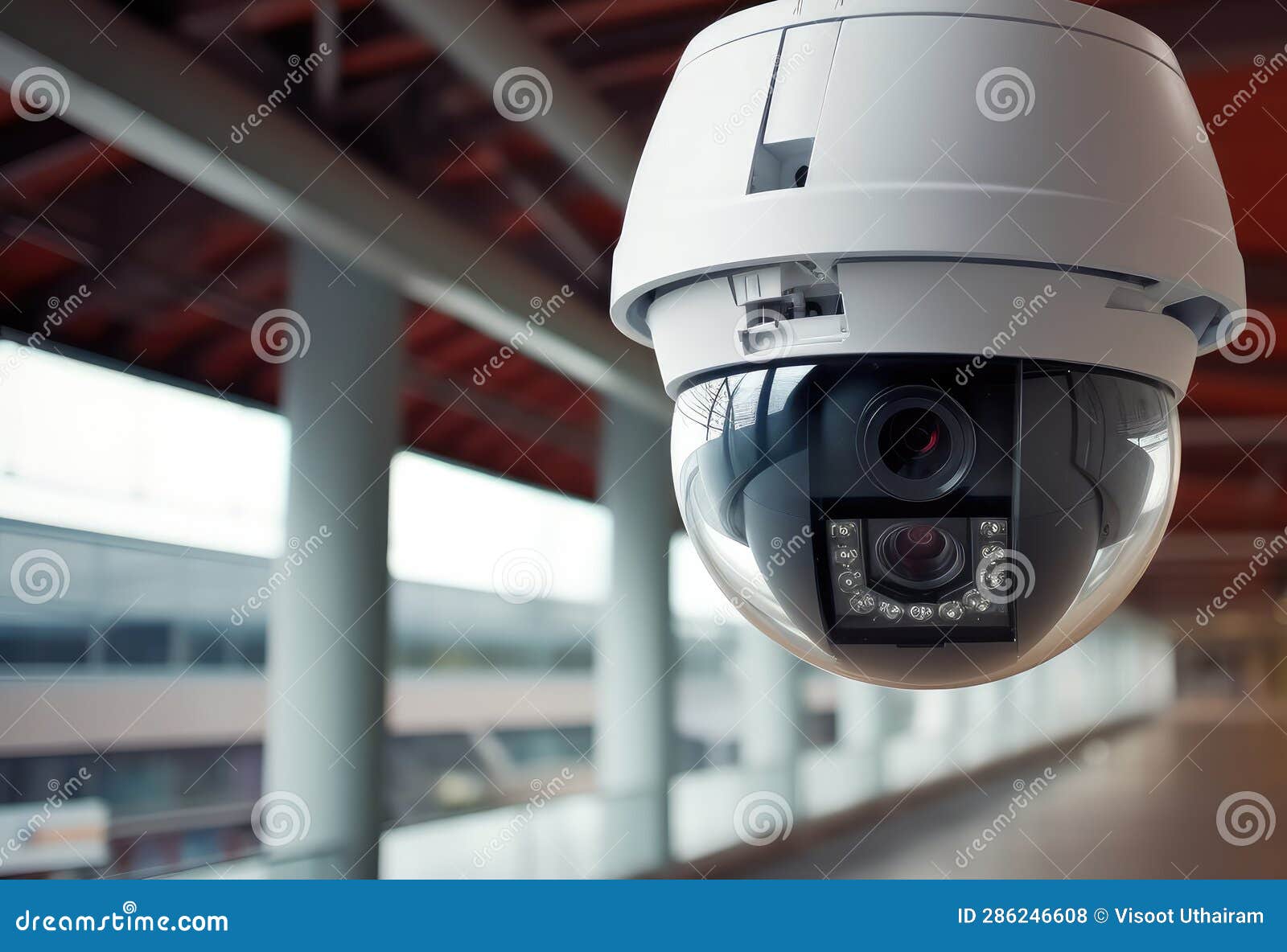 Modern IP CCTV Security Camera, Security Camera in Airport Terminal