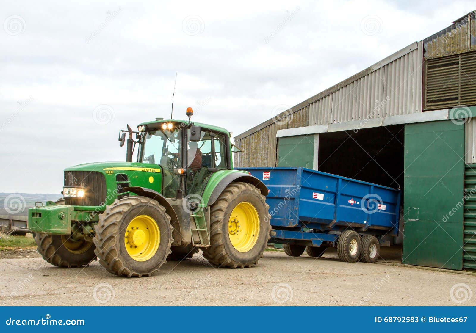 Modern John Deere Tractor Parking Blue Trailer Editorial Stock Photo Image of crop
