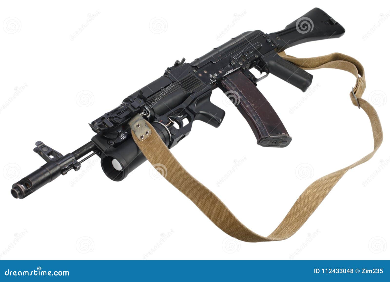 modern kalashnikov ak 74m assault rifle with underbarrel grenade