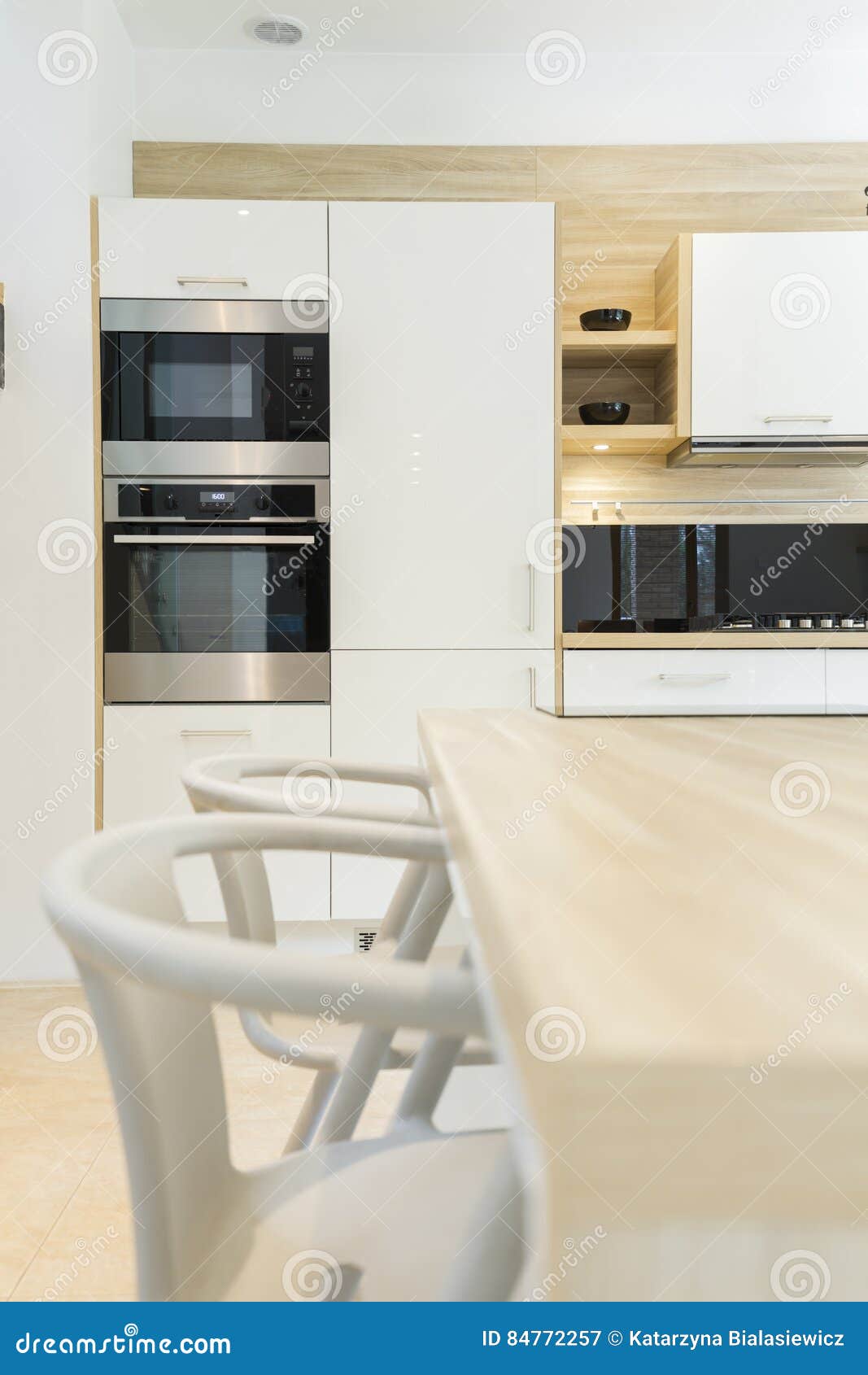 Modern Kitchen With Built In Oven Stock Image Image Of Wood