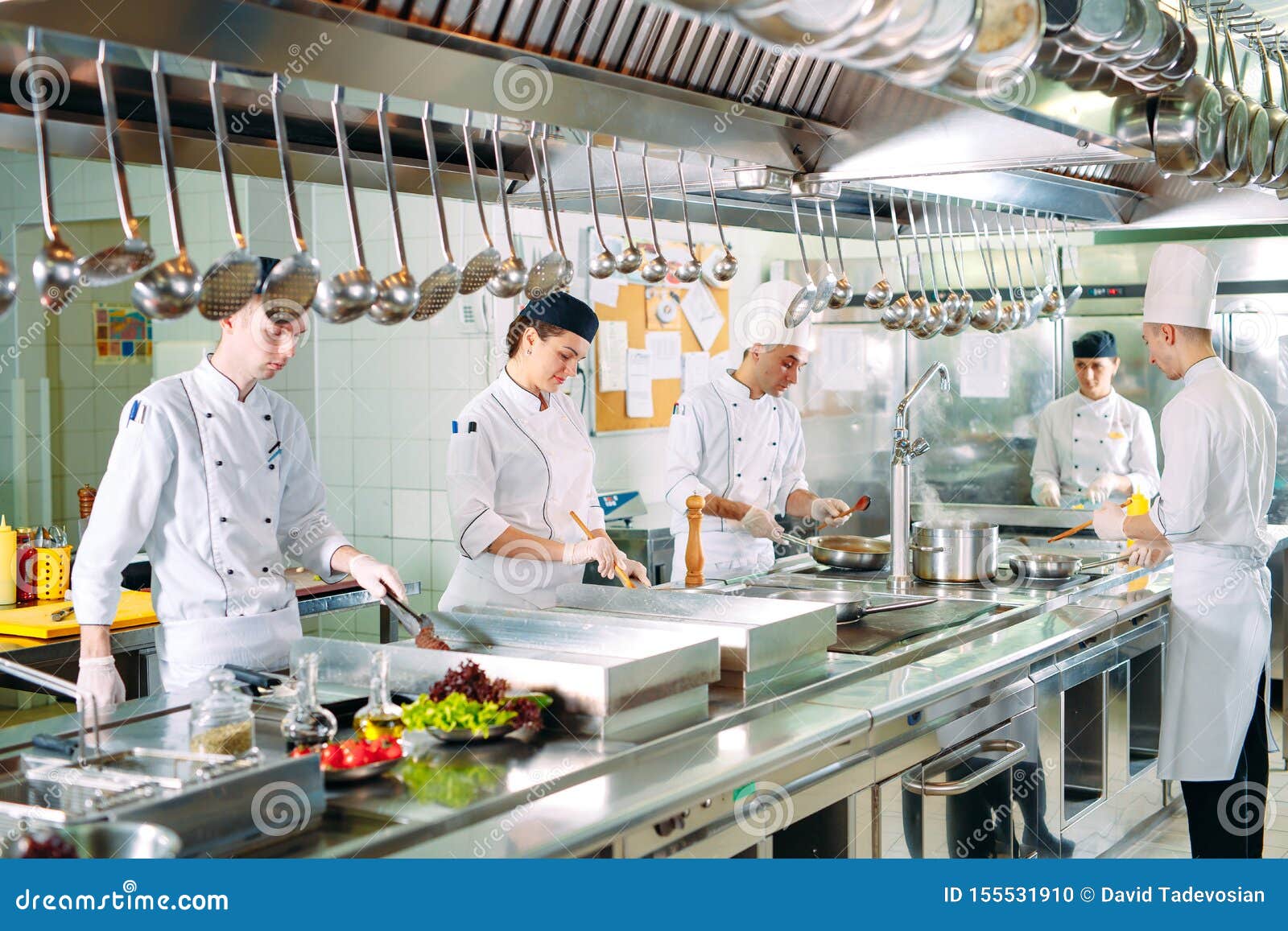Modern Kitchen. the Chefs Prepare Meals in the Restaurant`s Kitchen Stock Photo Image of fire