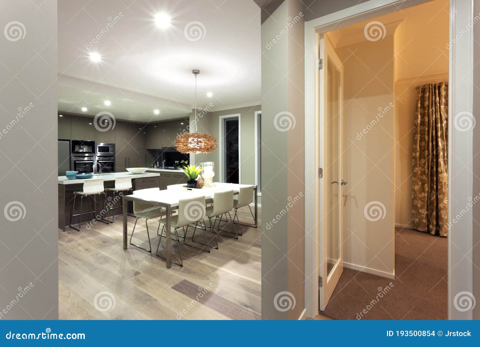 Modern Kitchen and Dining Room Interior Design Stock Photo Image of