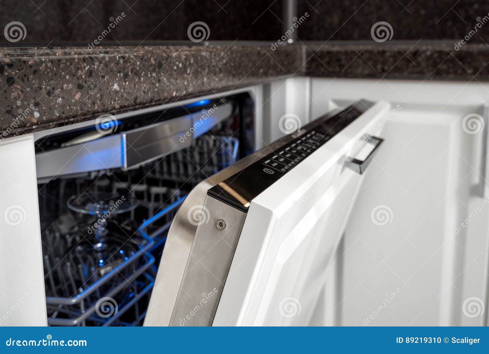 Modern kitchen dishwasher stock photo. Image of appliance 89219310