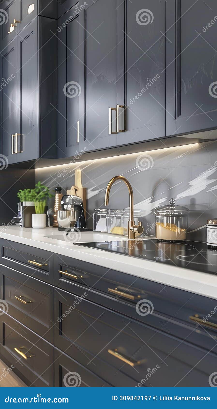 A Modern Kitchen Featuring Slate Dull Navy Complemented by