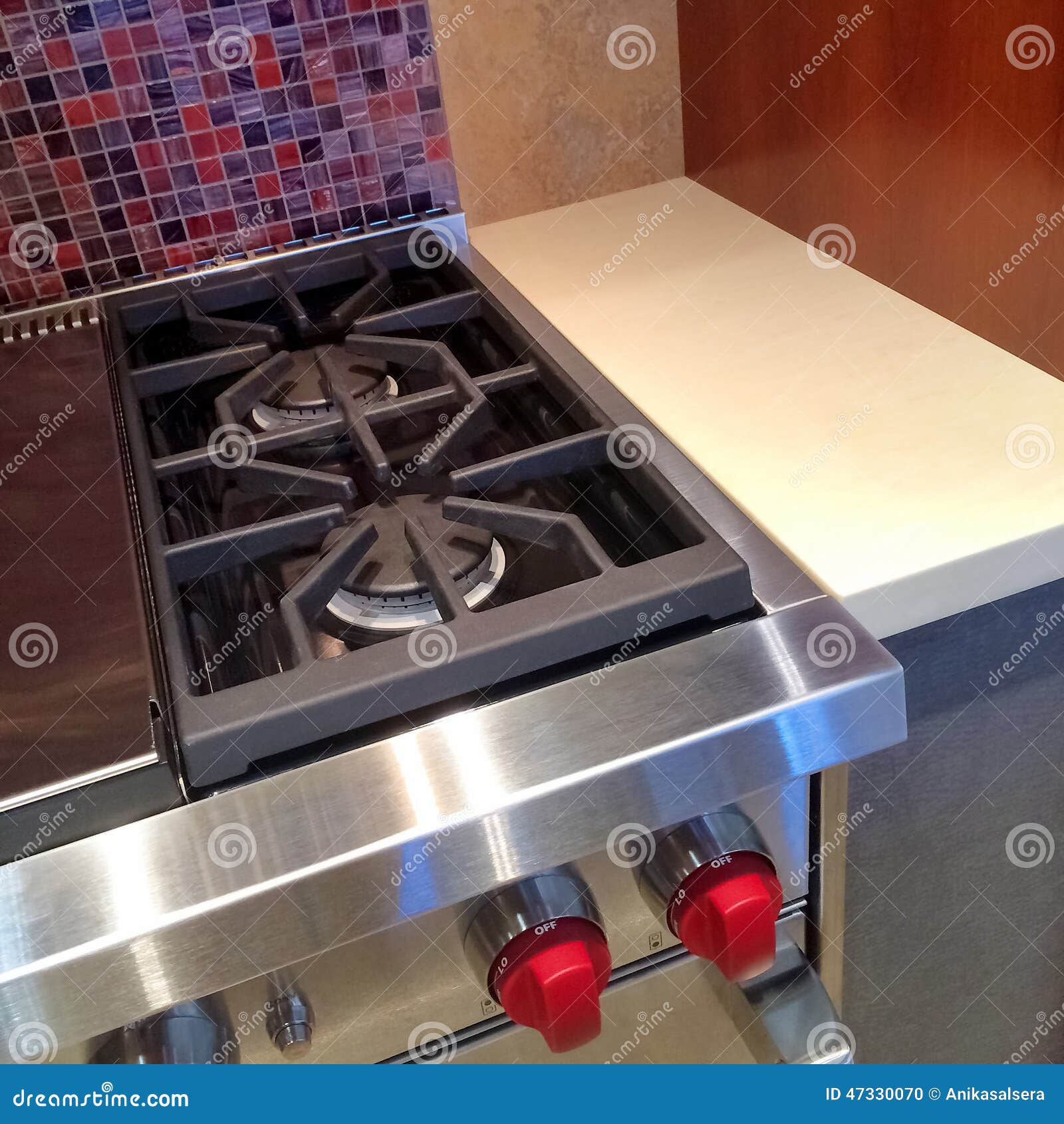 Modern Kitchen with Gas Stove Stock Photo Image of colors, metal