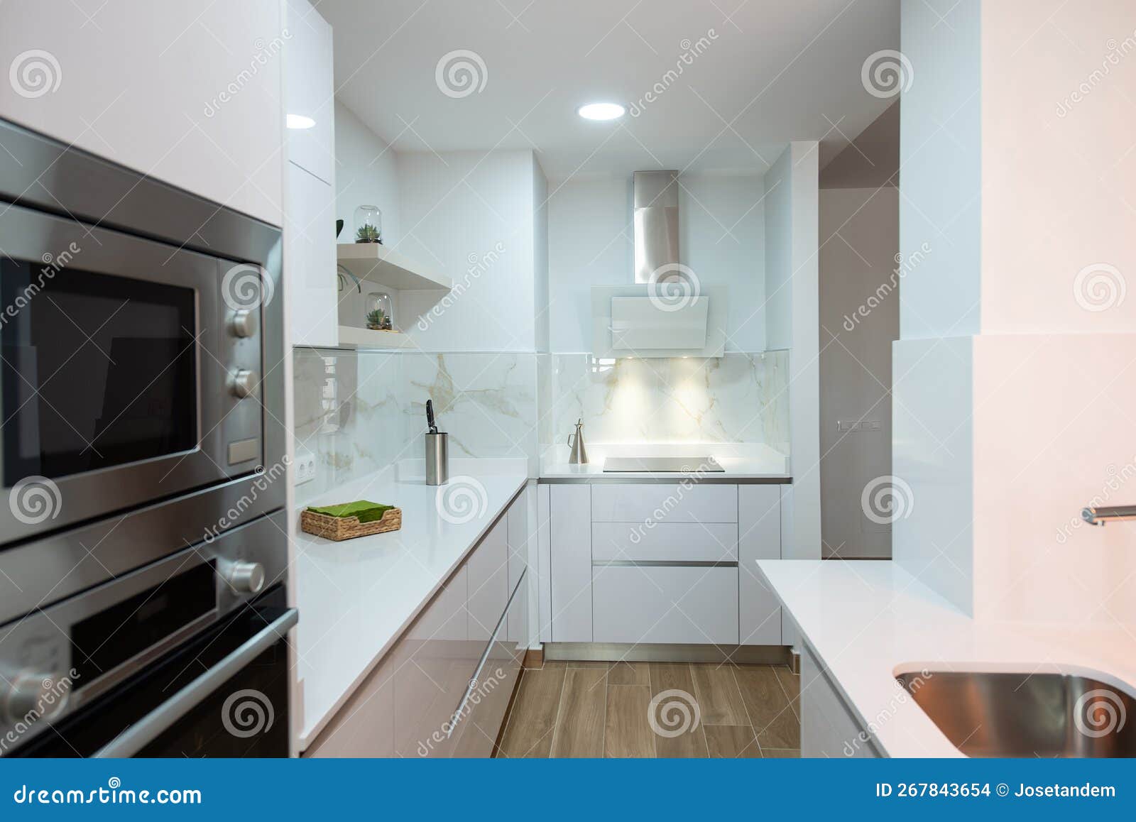 Modern Kitchen of a House Equipped with Its Appliances Stock Photo