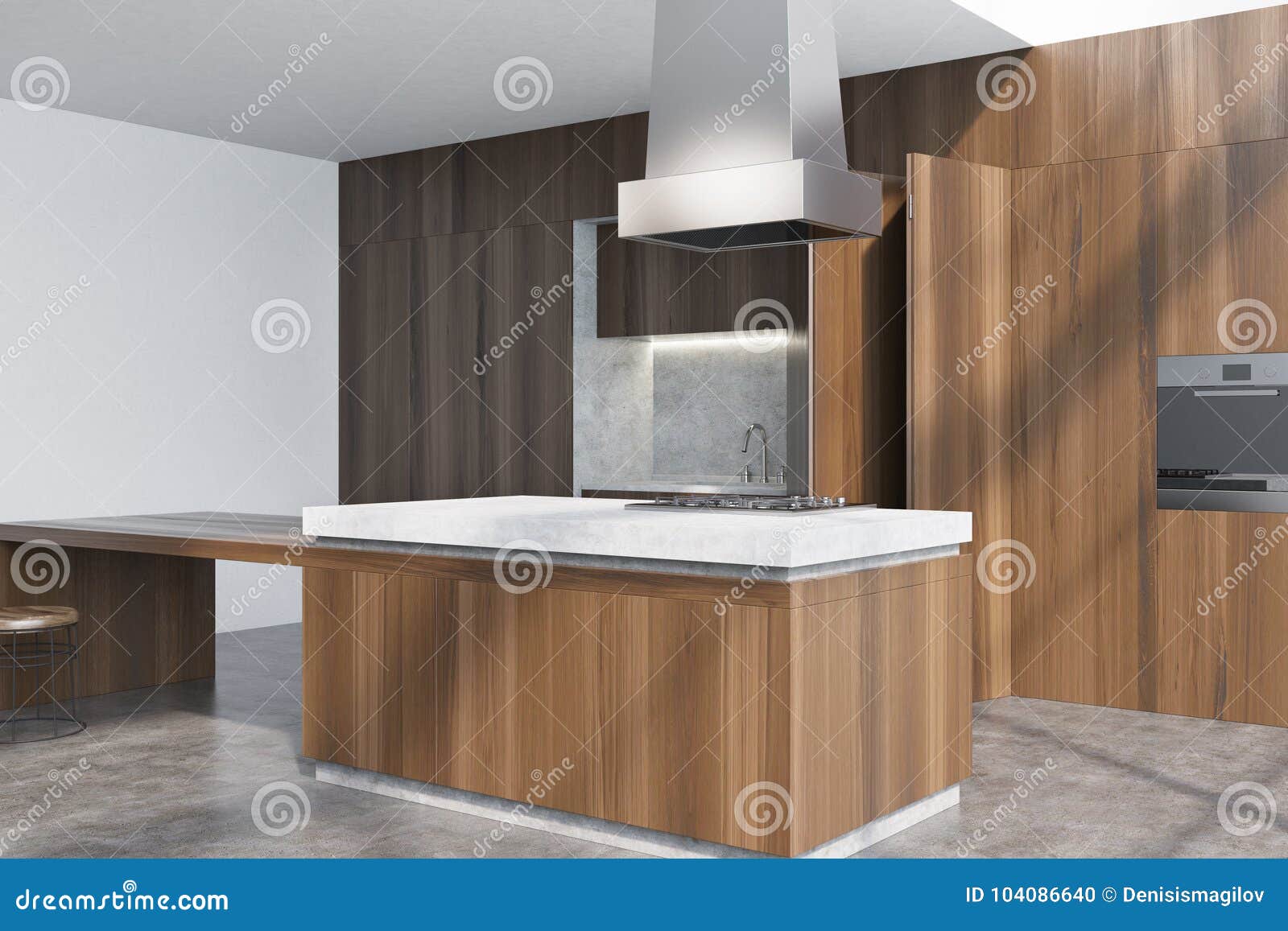 Dark Wooden Kitchen Counter Corner Stock Illustration