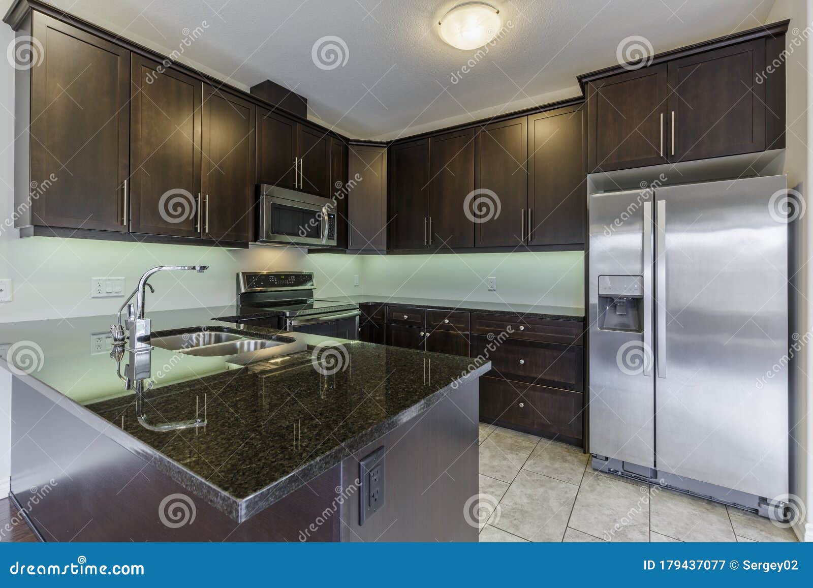 Modern Kitchen Interior Design. North America Stock Image - Image ...