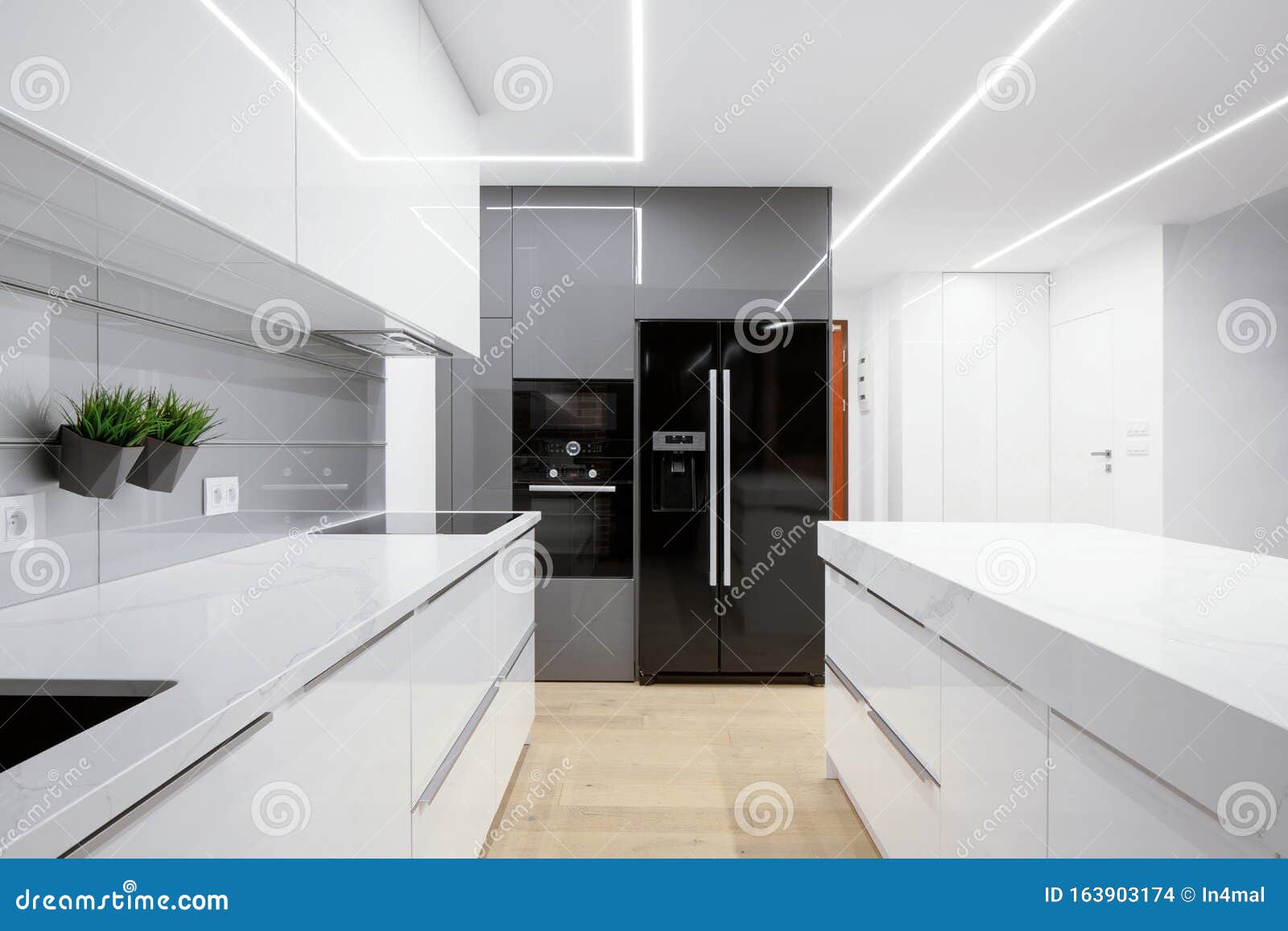 Kitchen With Led Ceiling Lights Stock Photo Image Of Dwelling