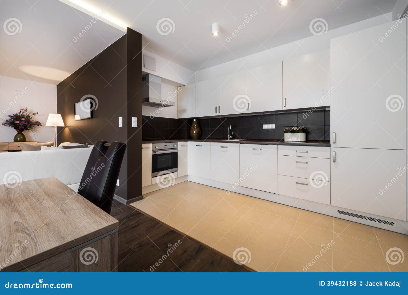 Modern Kitchen and Living Room Stock Photo Image of lamp, light 39432188