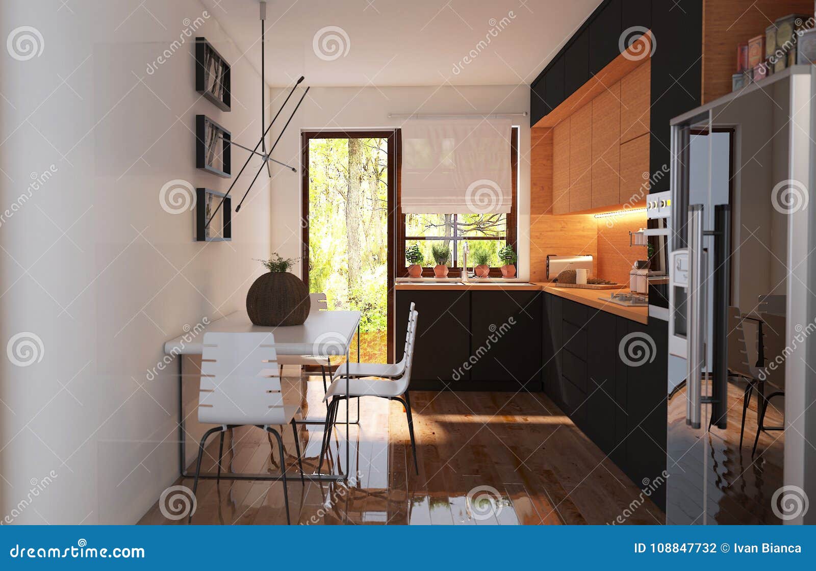 Modern Kitchen with Outdoor View Stock Photo Image of exclusive