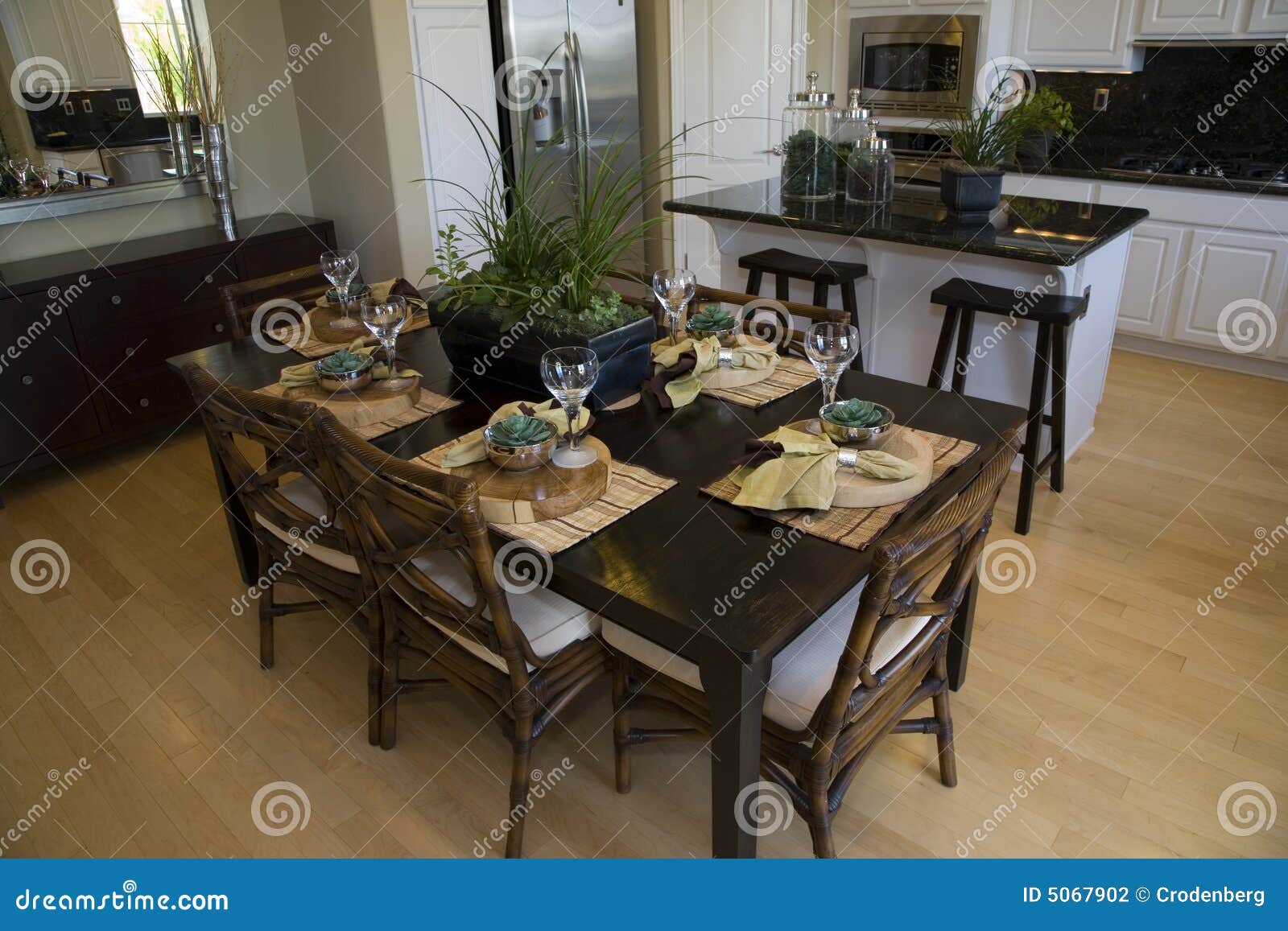 Modern Kitchen Table stock photo. Image of dinnerware 5067902