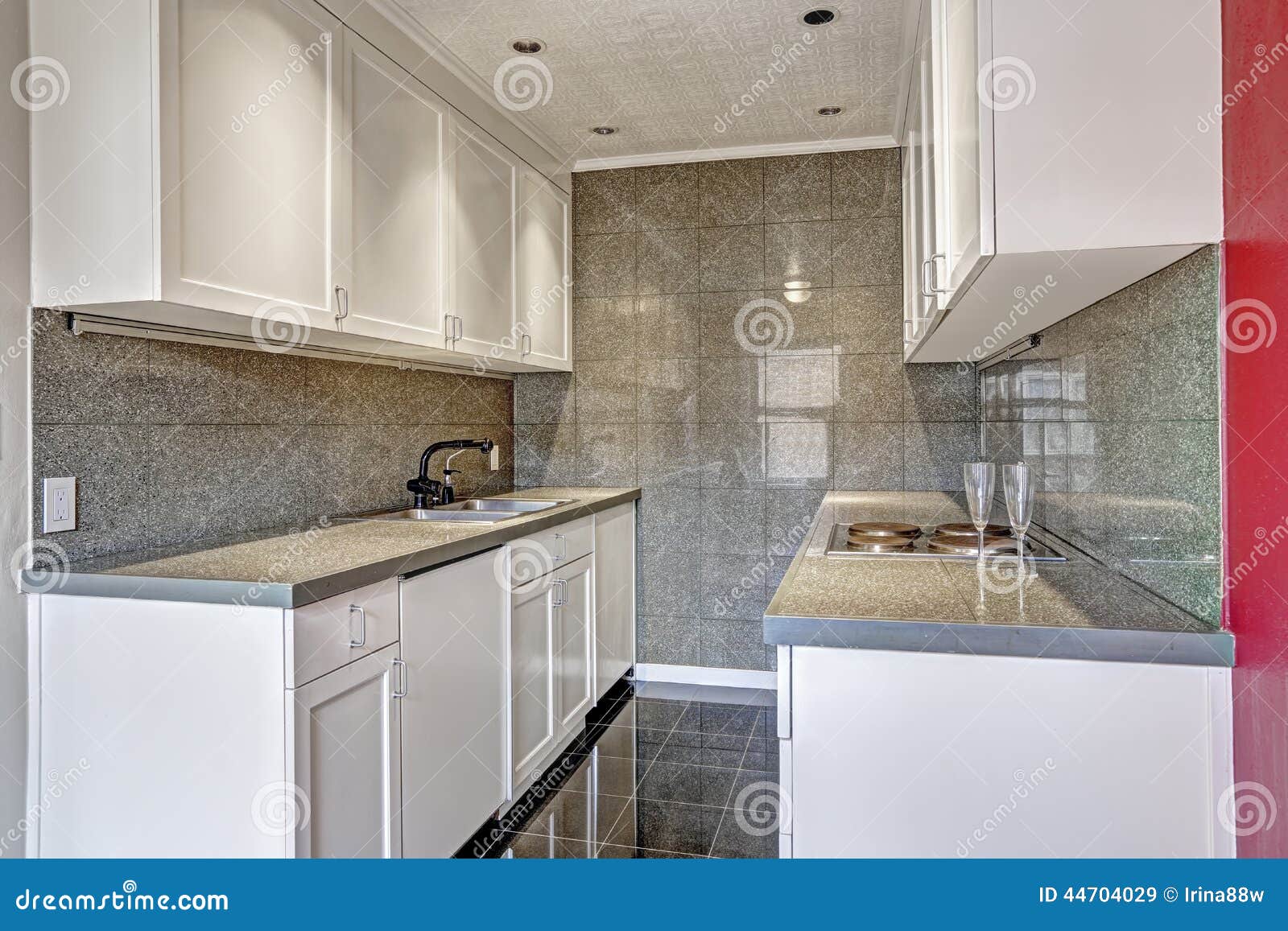 Modern Kitchen With Tile Trim Stock Image Image Of Kitchen