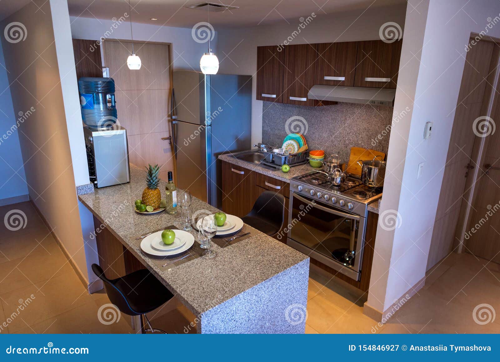Modern Kitchen with Utensils and Everything Necessary for Cooking