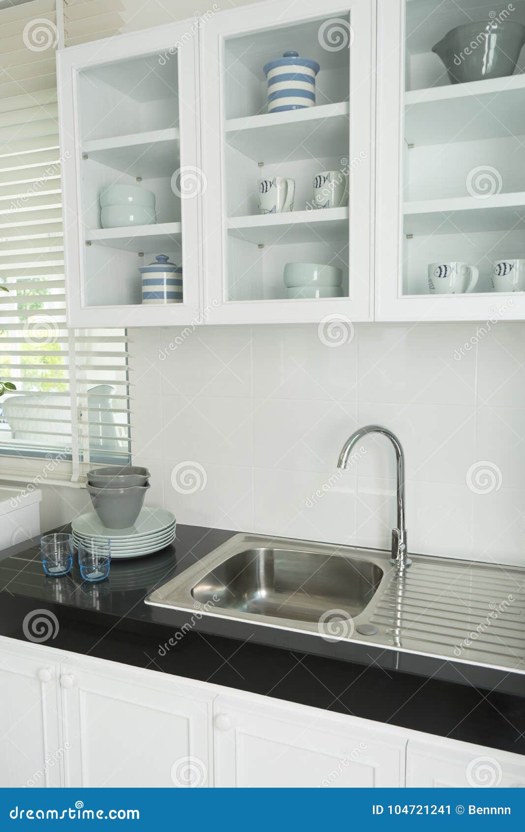Modern Kitchen with White Worktop Sink Stock Image Image of estate