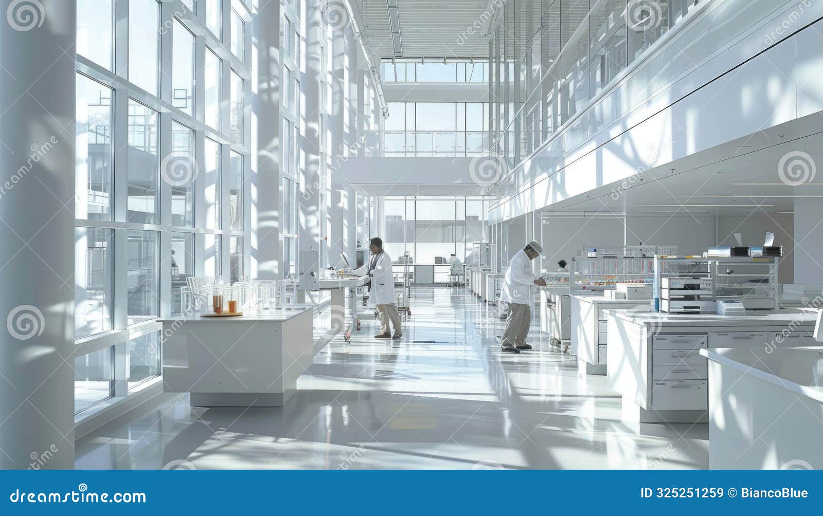 modern lab with advanced equipment and large windows provides a bright workspace for researchers aig59