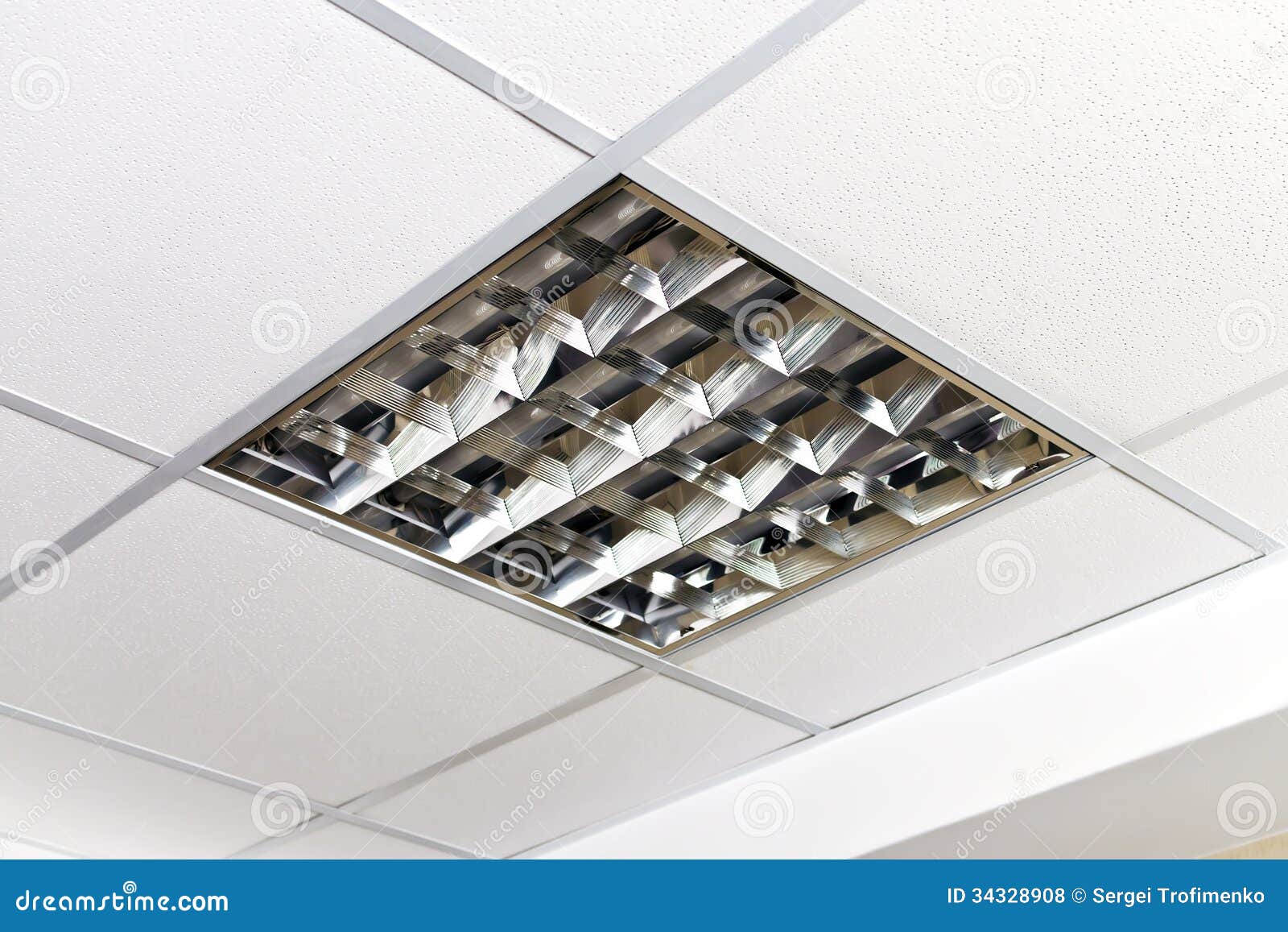 Modern Lamp on the Ceiling of the Office Stock Photo Image of panels