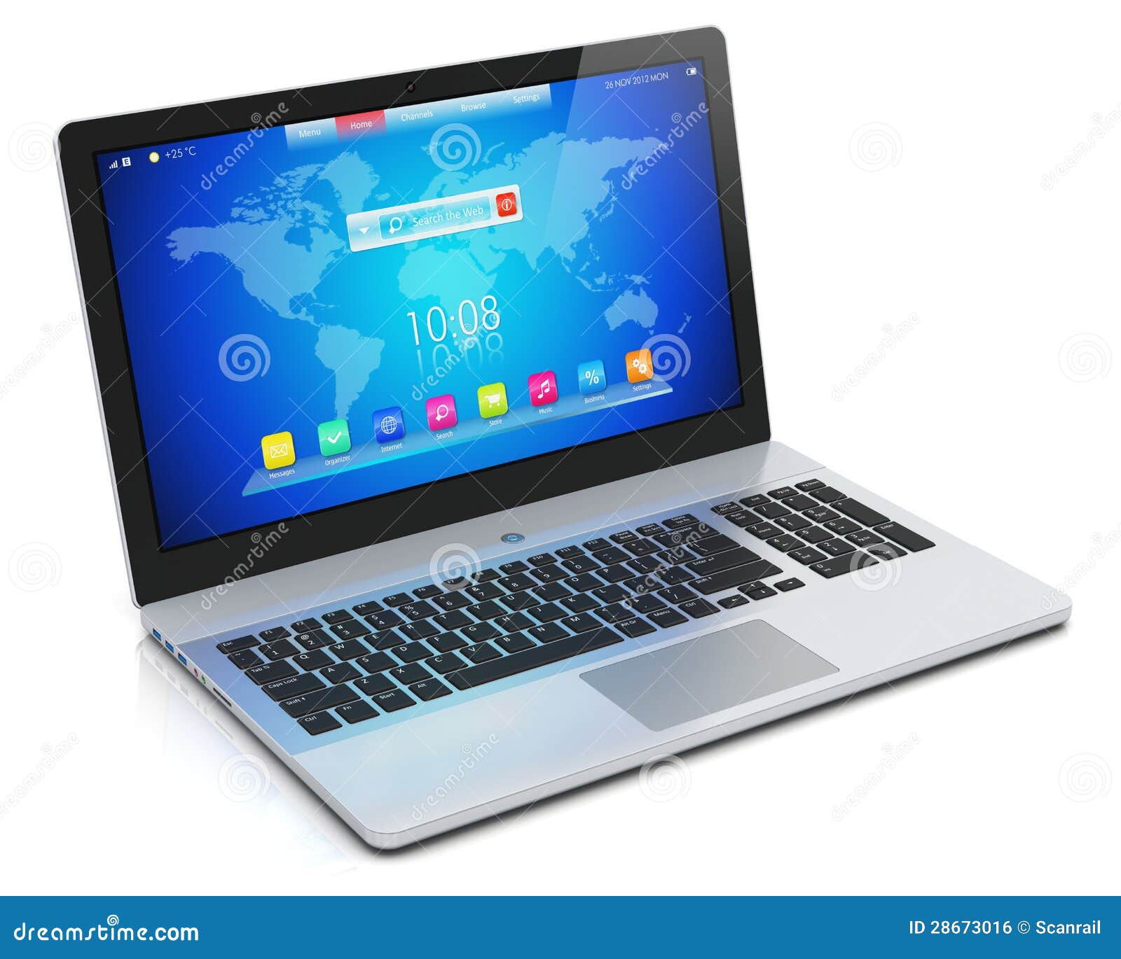 Modern Laptop With Blue Interface Royalty Free Stock Image - Image