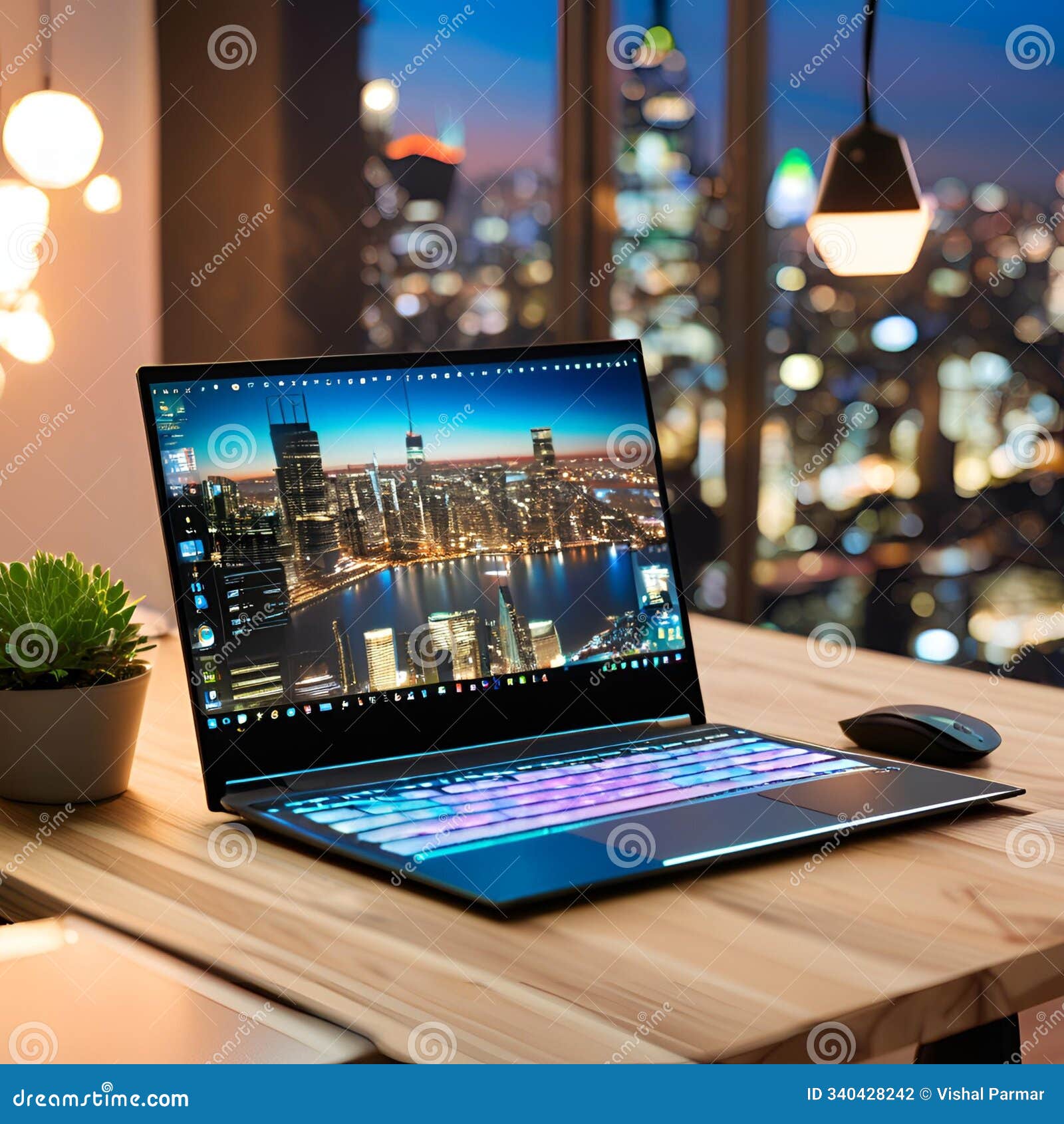 modern laptop with green screen for custom content integration