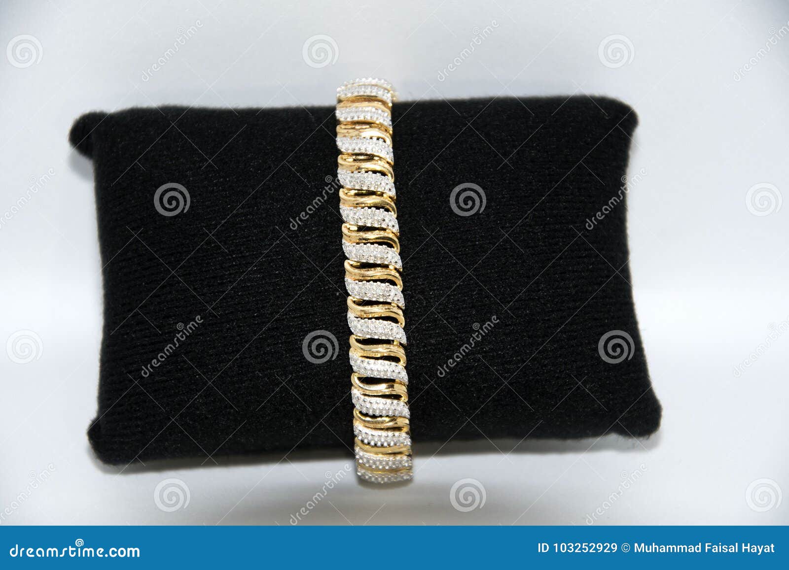 Ladies Gold Bracelet and White Diamonds Stock Image - Image of ...