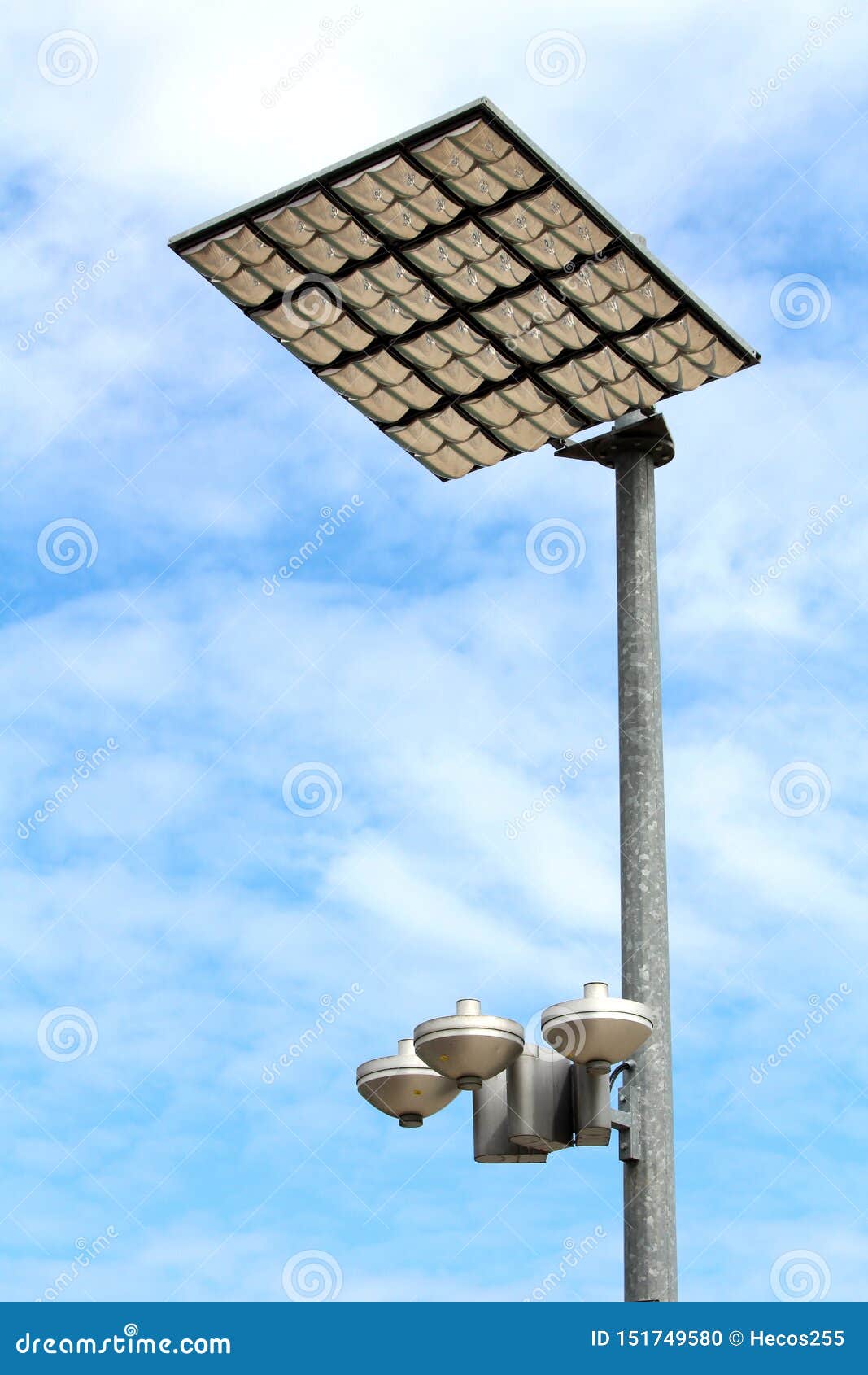 Modern LED Street Light Reflectors in Case Pointed Towards Reflective Panels Mounted on Top Strong Pole Stock Photo - Image of large, street: 151749580