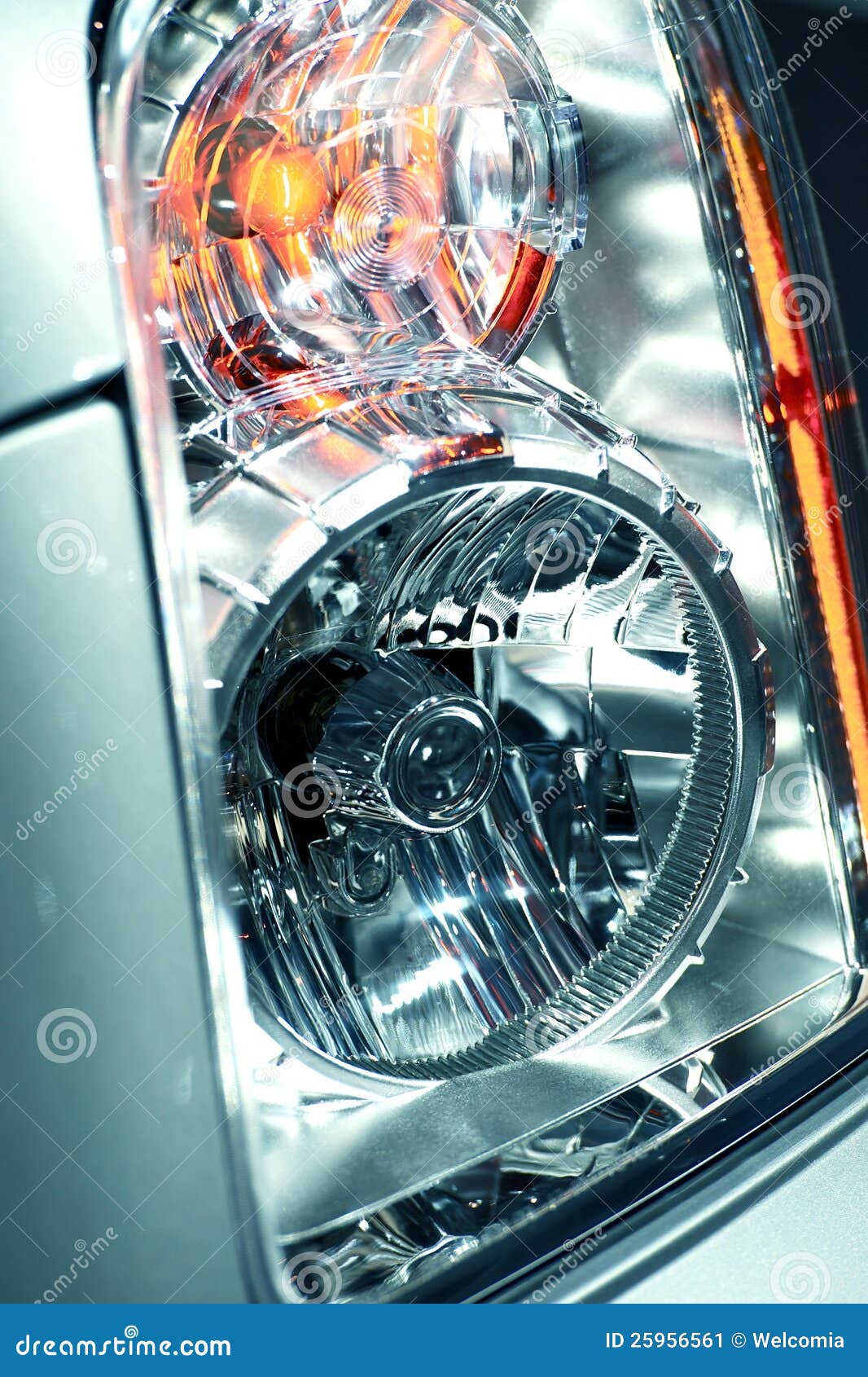 Modern Lens Car Headlight stock image. Image of closeup 25956561