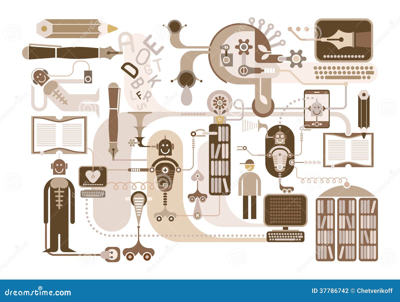 Modern Library - Vector Illustration Stock Vector - Illustration of