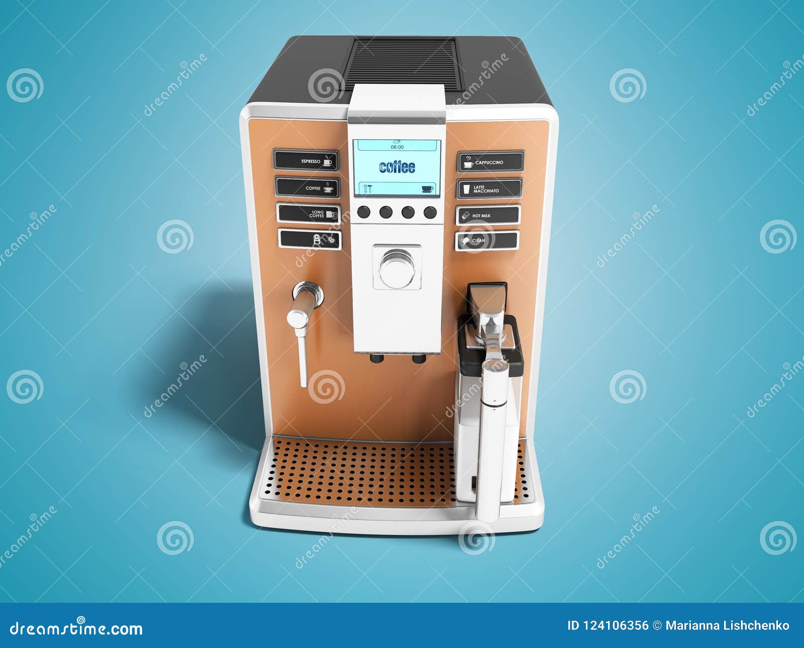 Modern Light Brown Carafe Coffee Machine with Milk Dispenser on Stock