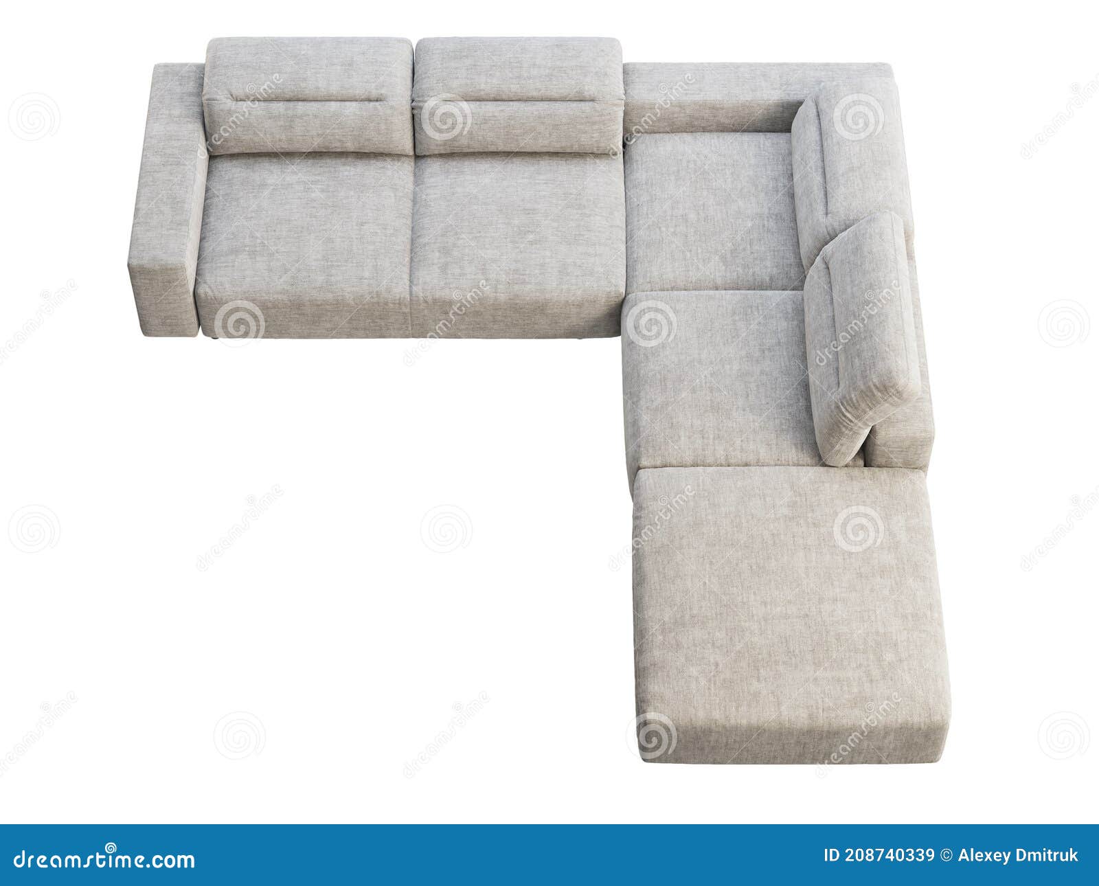 Modern Light Gray Fabric Corner Sofa with Adjustable Backrest and